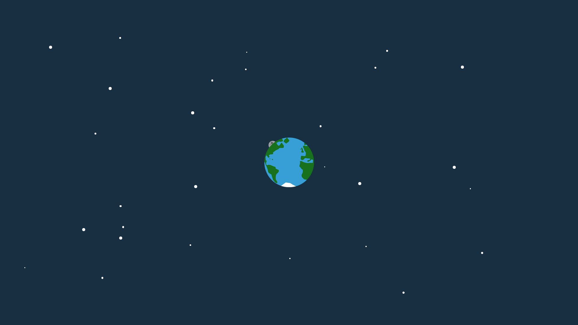 Minimalist illustration of Earth and Moon in space HD Wallpaper