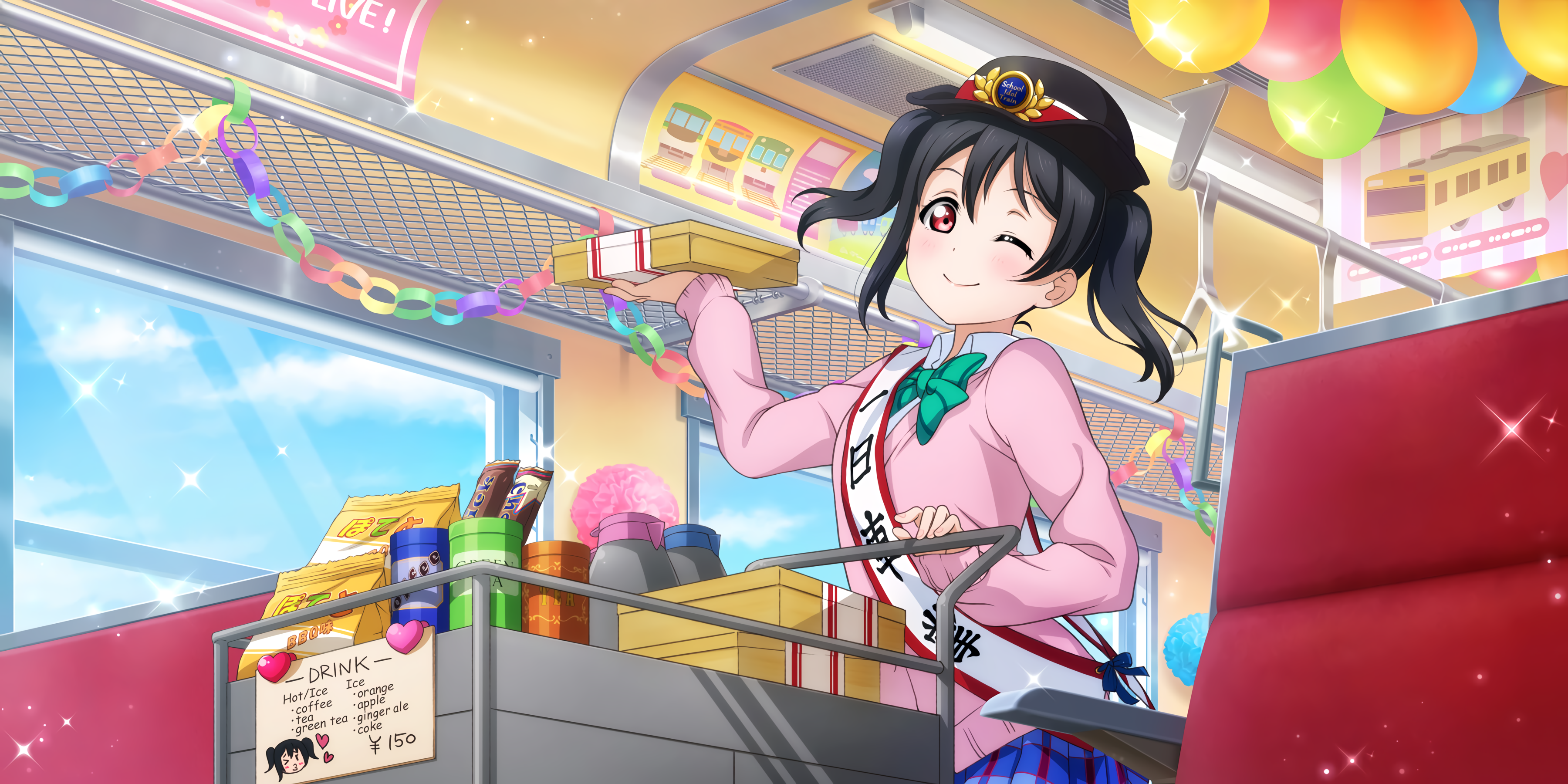 Yazawa Nico from Love Live! on a train HD Wallpaper