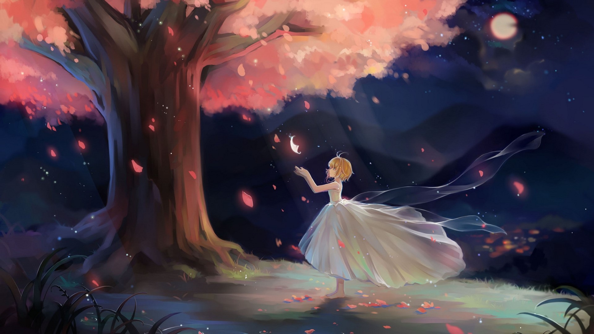 Sakura Kinomoto from Cardcaptor Sakura under a cherry blossom tree HD Wallpaper