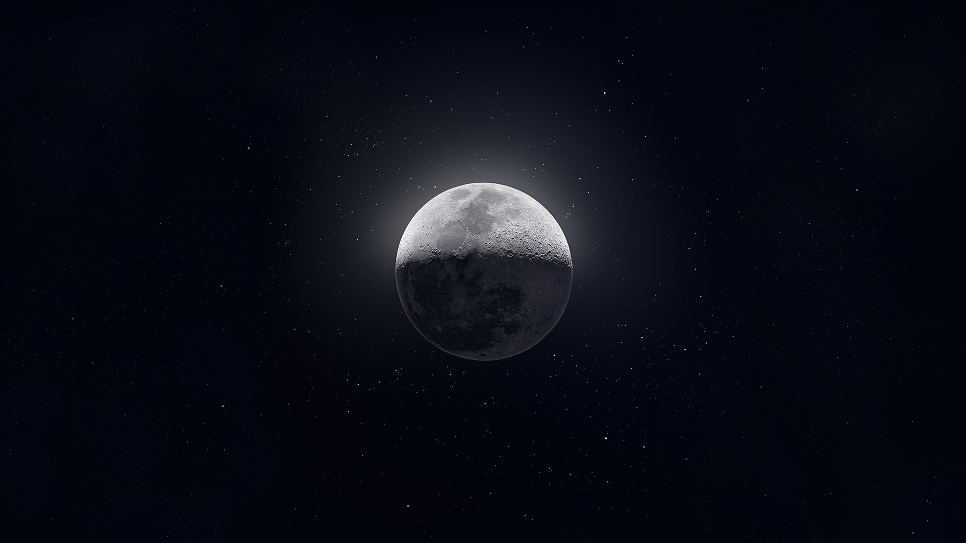 The Moon in space with stars HD Wallpaper