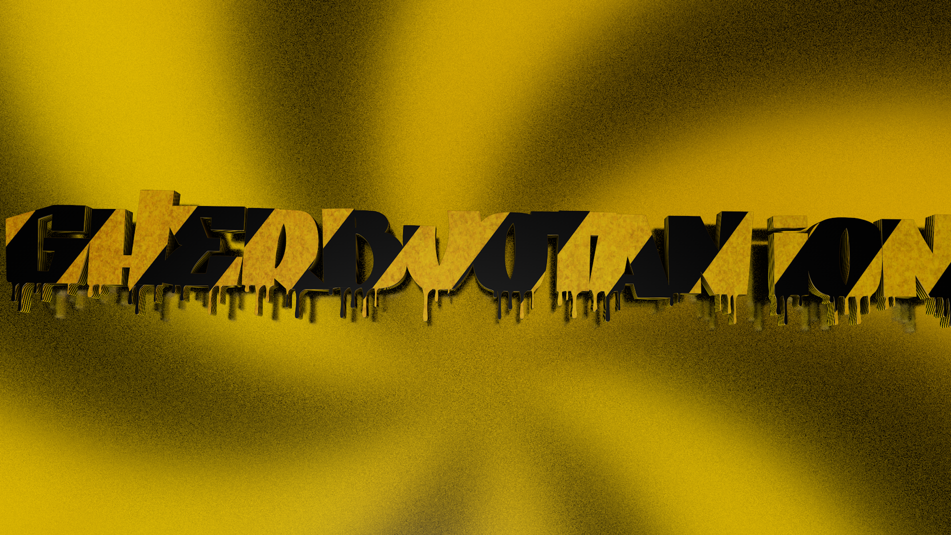 3D Yellow and Black Dripping Typography HD Wallpaper