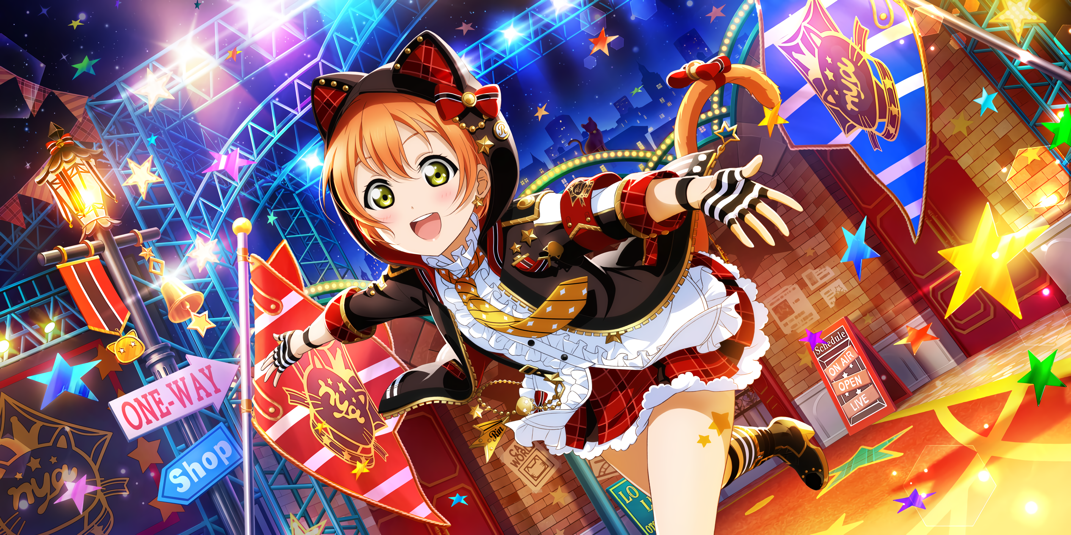 Hoshizora Rin from Love Live! in a Cat-themed Outfit HD Wallpaper