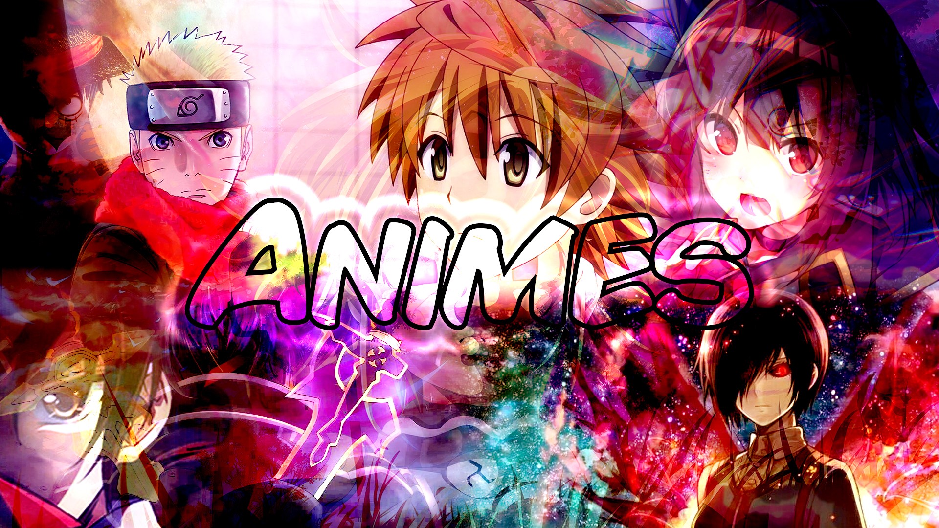 Collage of Anime Characters with "ANIMES" Text HD Wallpaper
