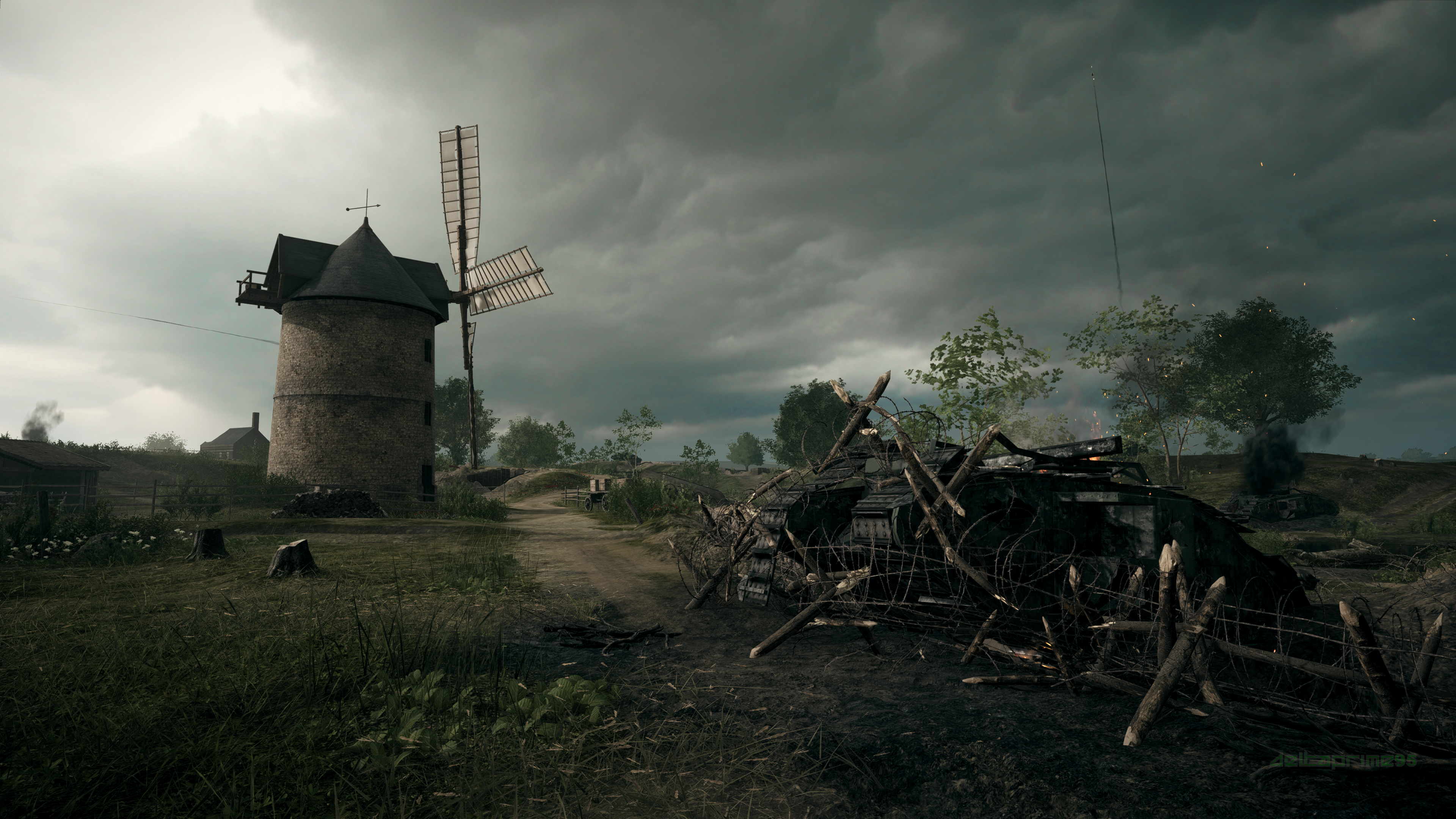 Battlefield 1 World War I windmill scene HD Wallpaper