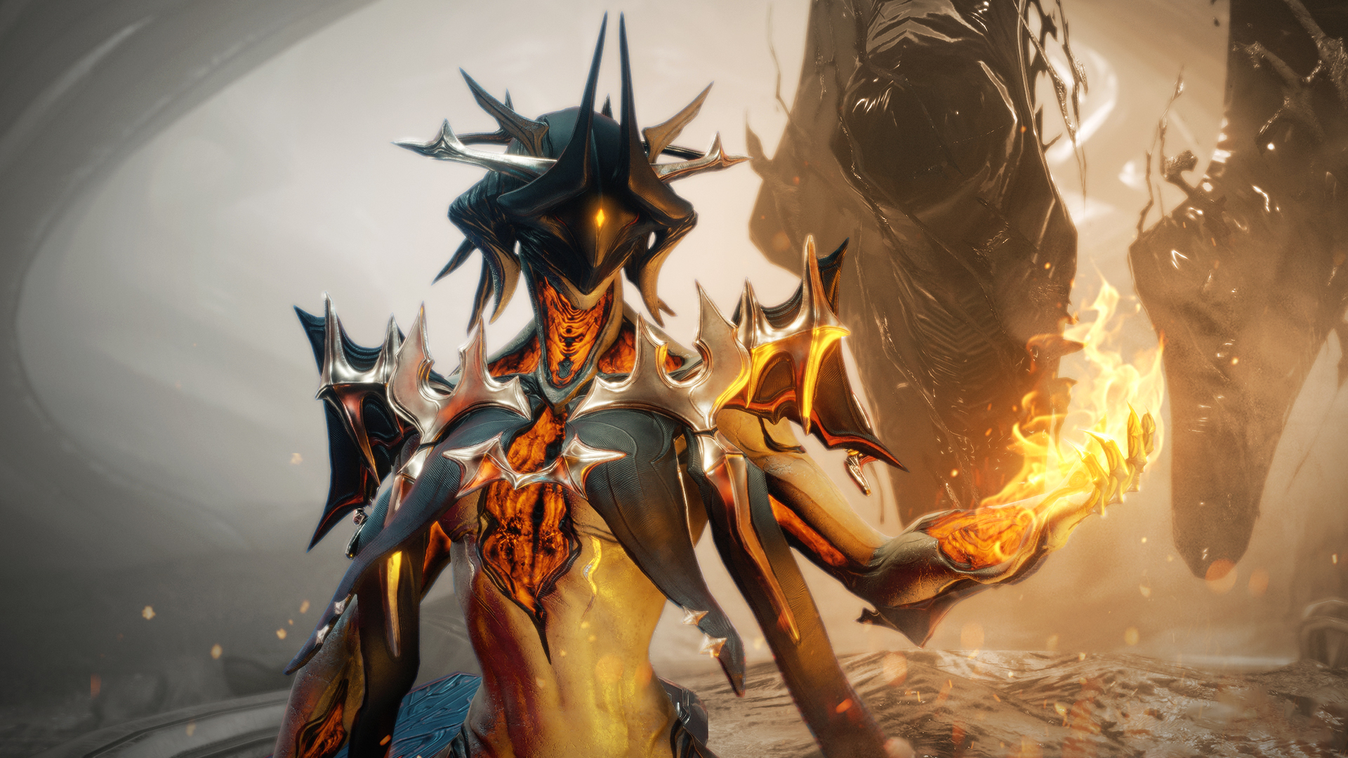 Warframe Yareli with fire HD Wallpaper