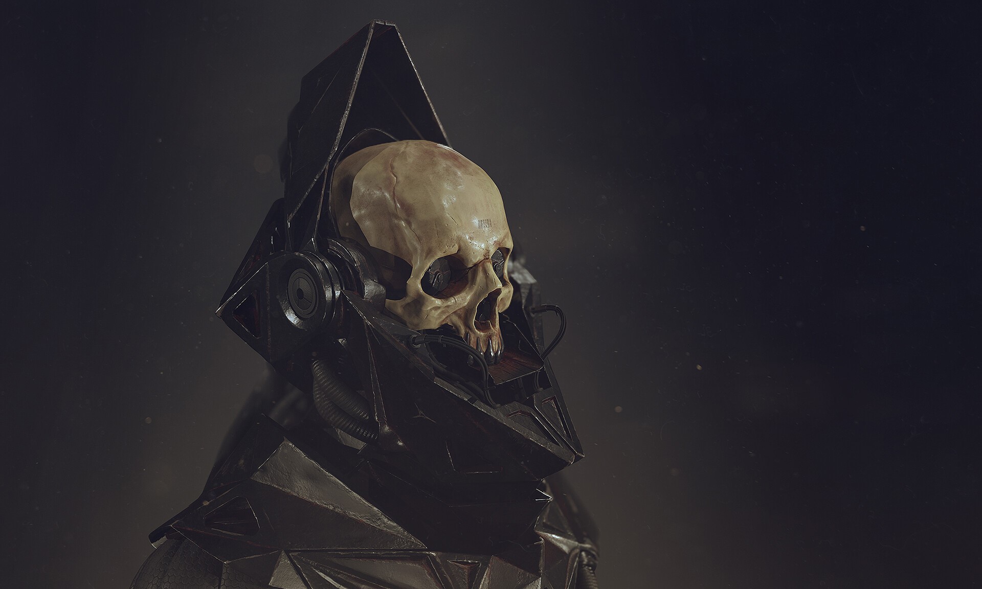 Skull in a dark futuristic helmet by Alexandr Novitskiy HD Wallpaper