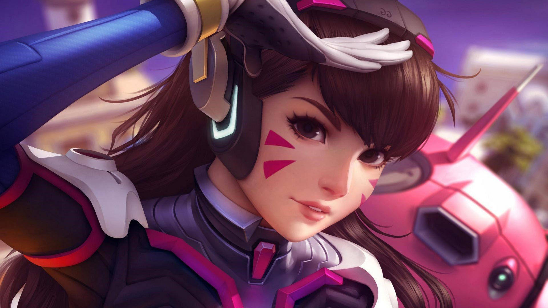 D.Va from Overwatch with her MEKA HD Wallpaper