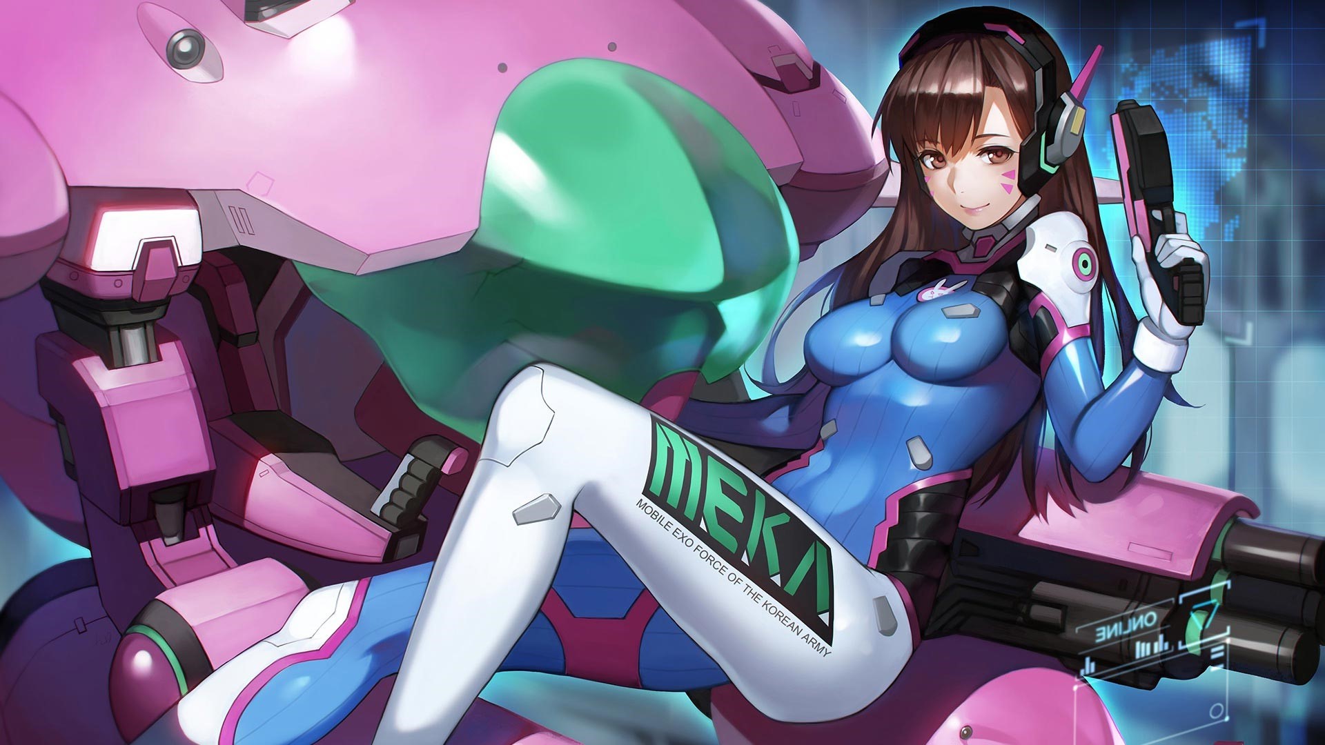 D.Va from Overwatch in her MEKA suit HD Wallpaper