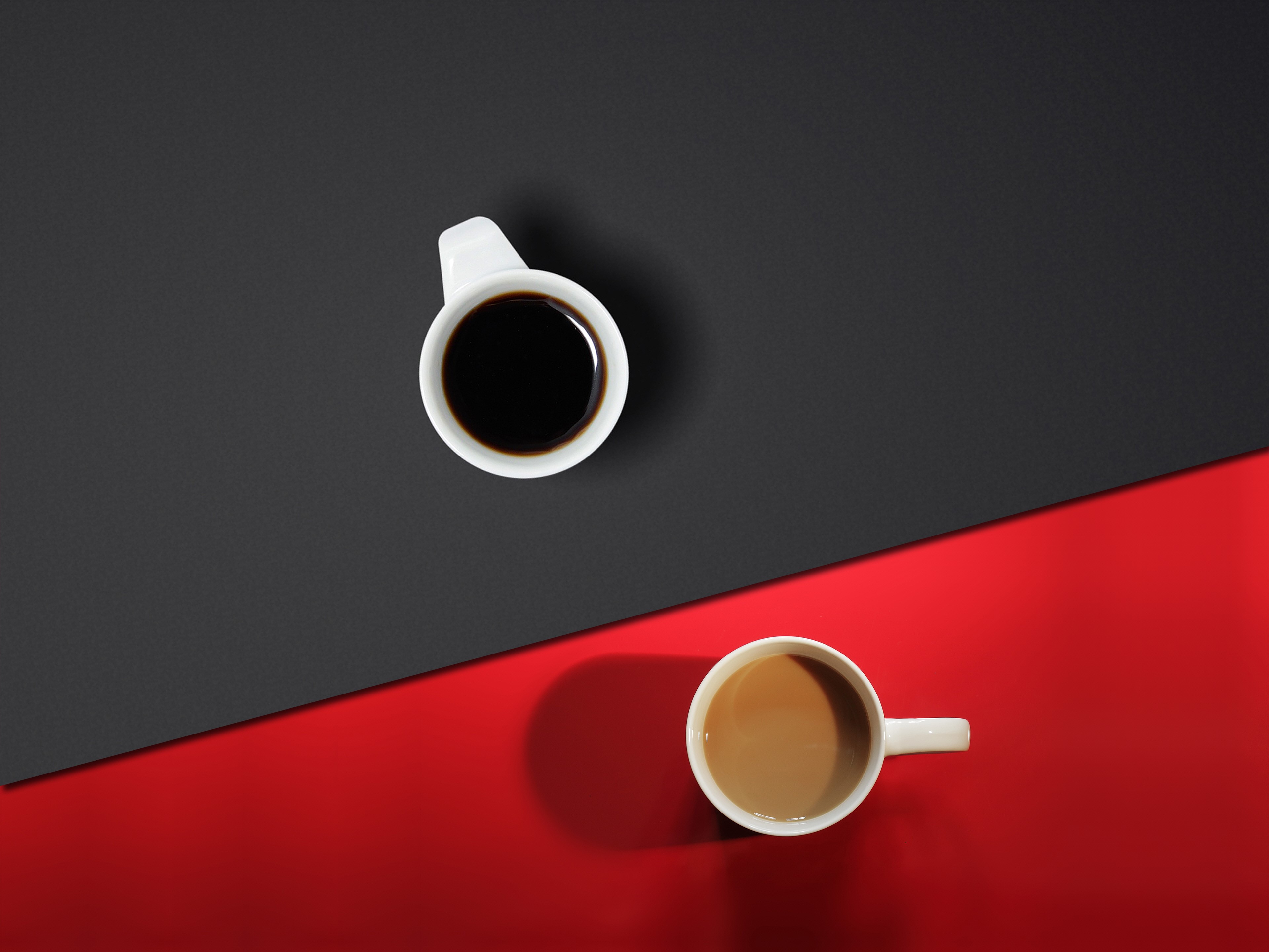 Two cups of coffee on a minimalist background HD Wallpaper