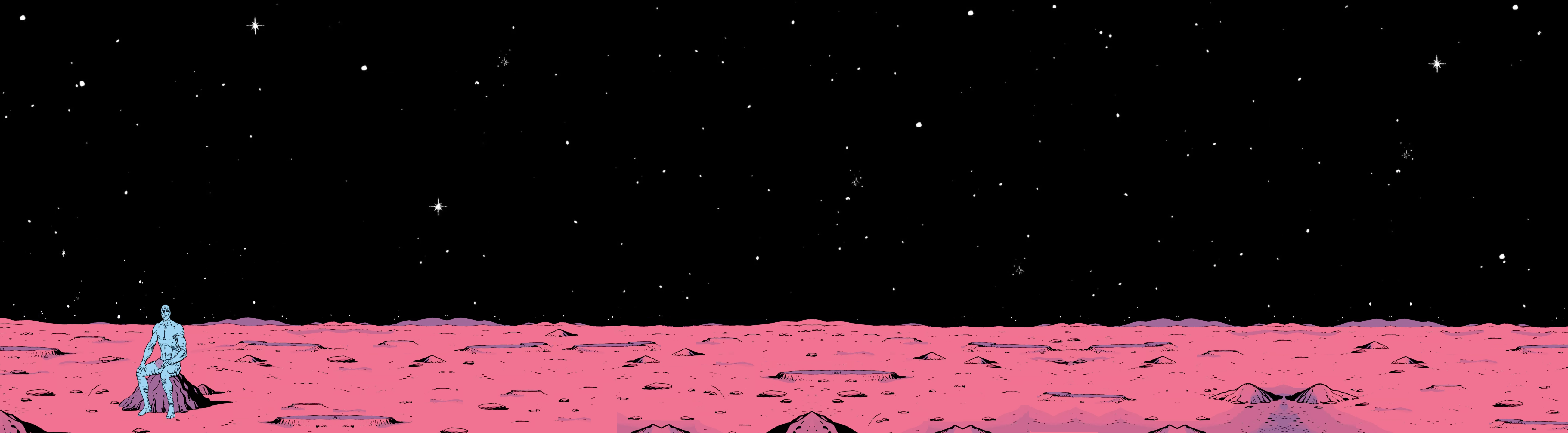 Dr. Manhattan from Watchmen on a pink planet HD Wallpaper