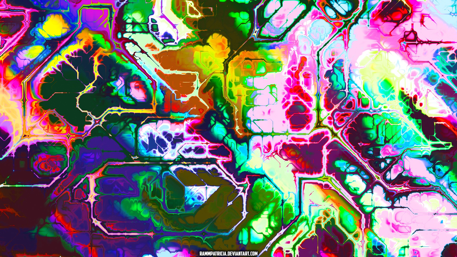 Abstract digital art with iridescent and colorful patterns HD Wallpaper