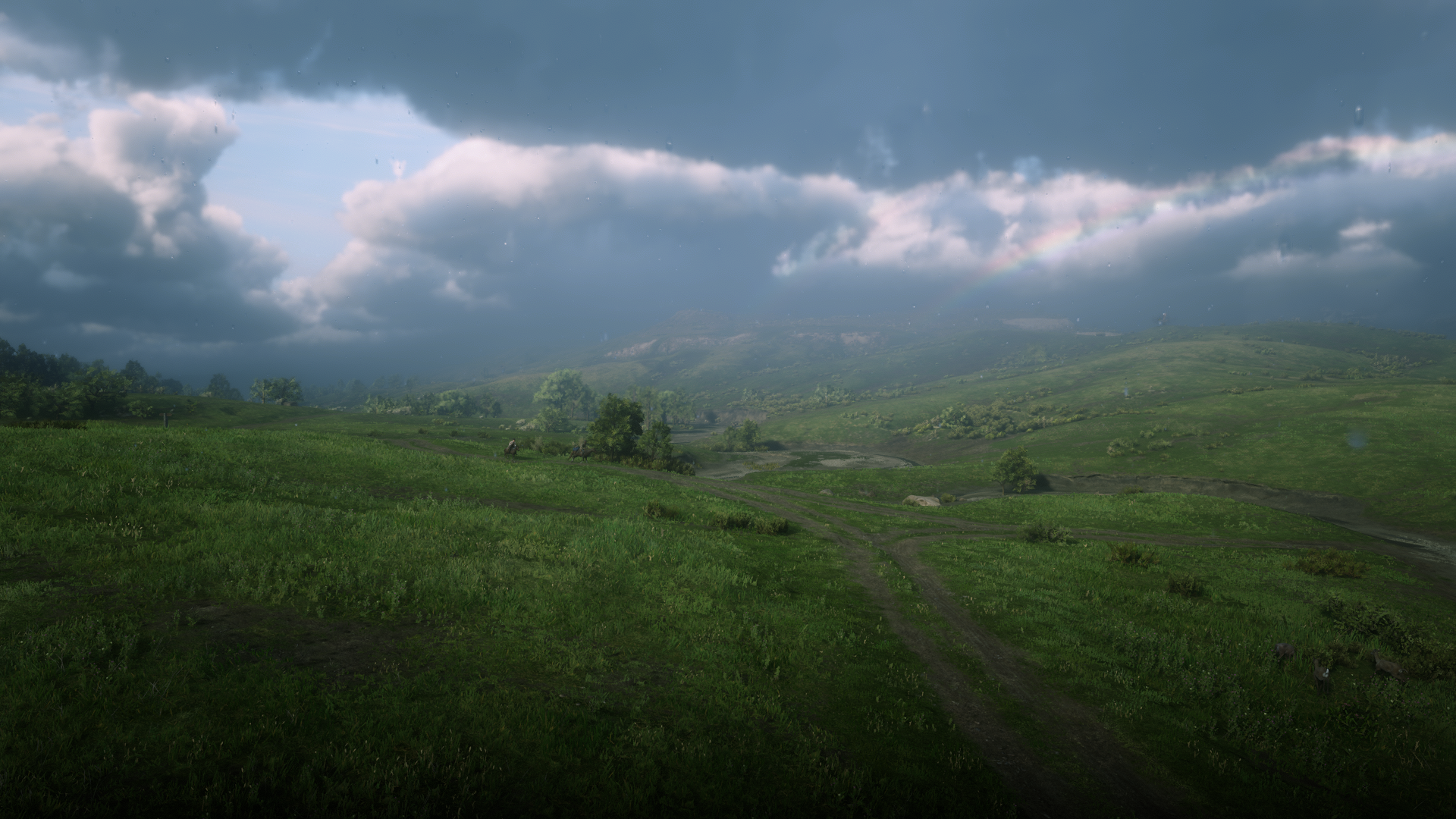 Red Dead Redemption 2 landscape with stormy sky HD Wallpaper