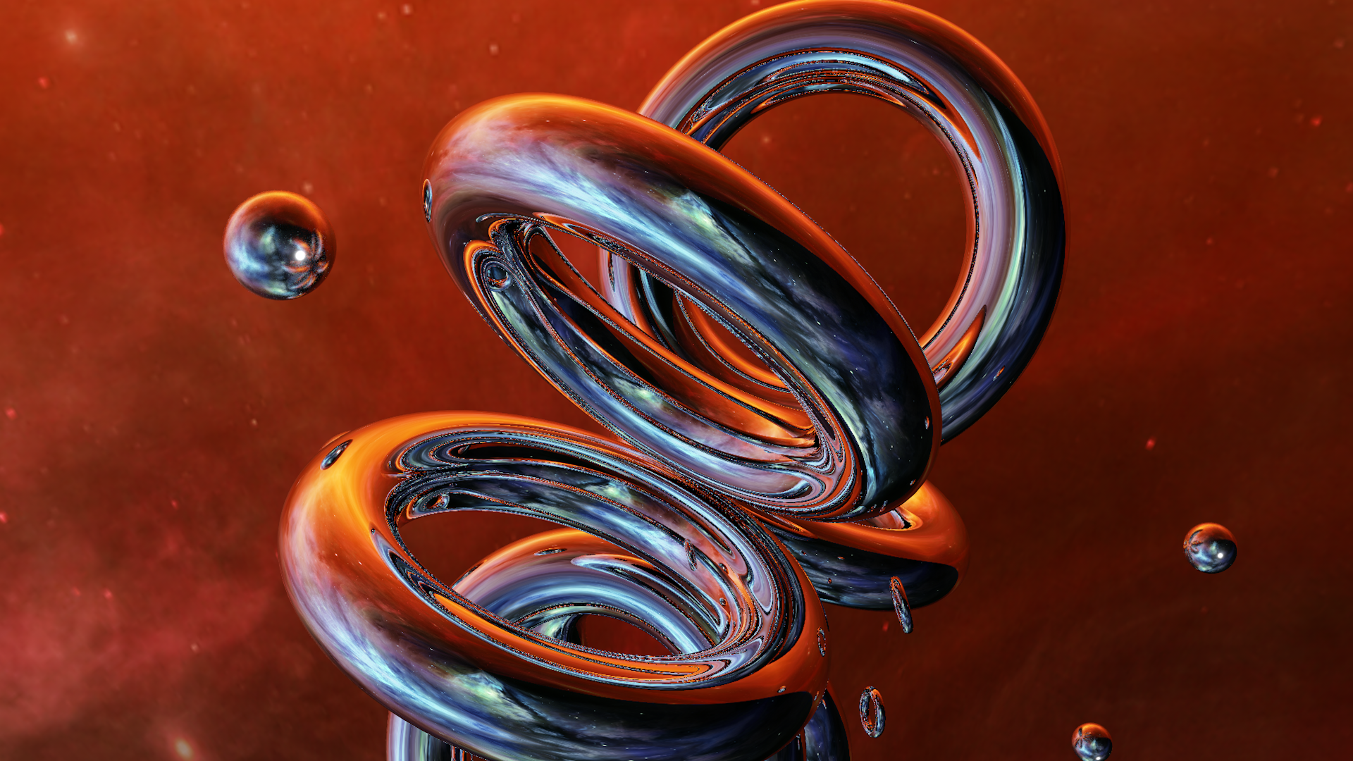 Abstract 3D Reflective Rings Digital Art HD Wallpaper