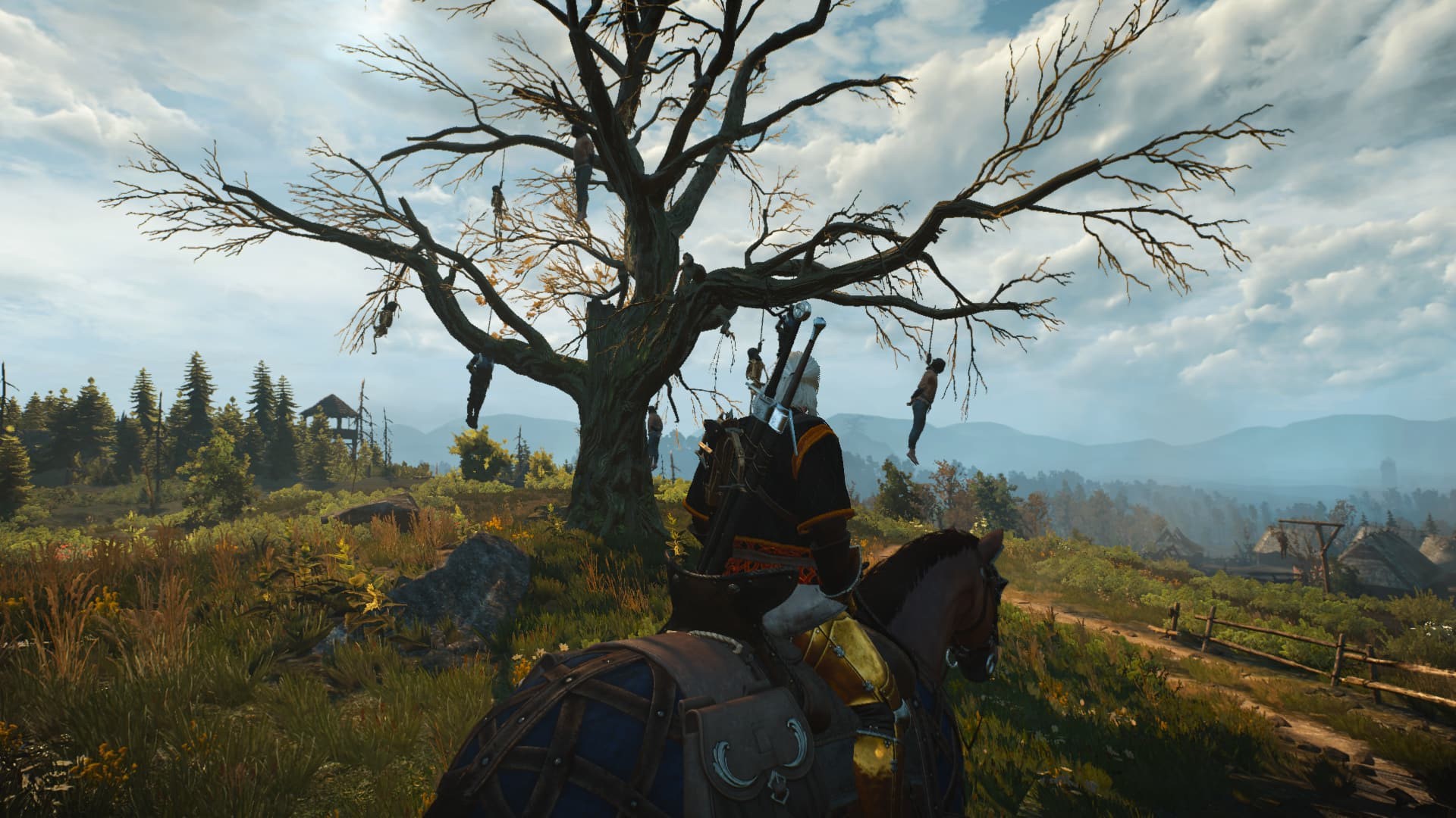 Geralt of Rivia from The Witcher 3: Wild Hunt on horseback HD Wallpaper