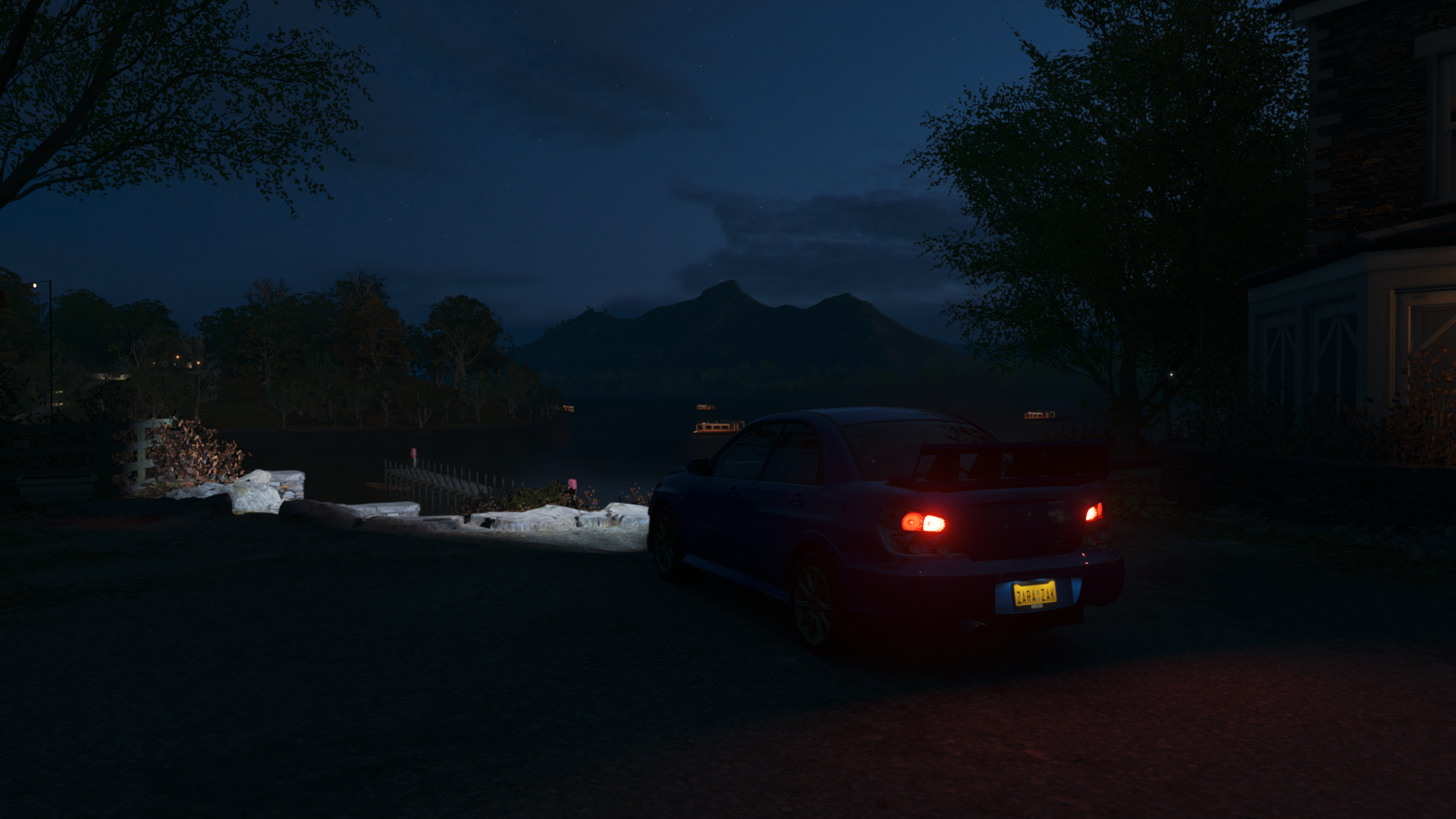 Blue Subaru Impreza WRX STI in Forza Horizon 4 at night HD Wallpaper