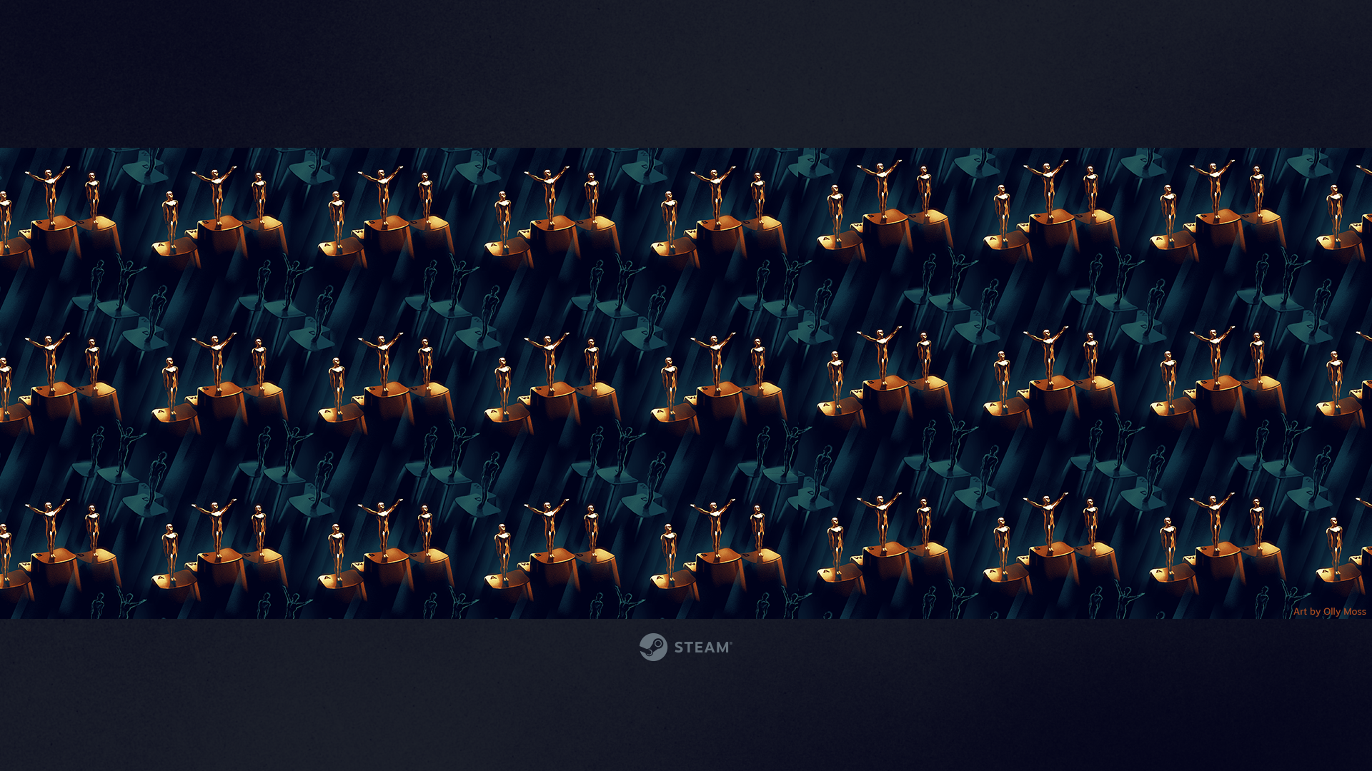 Golden figures on podiums with Steam logo HD Wallpaper