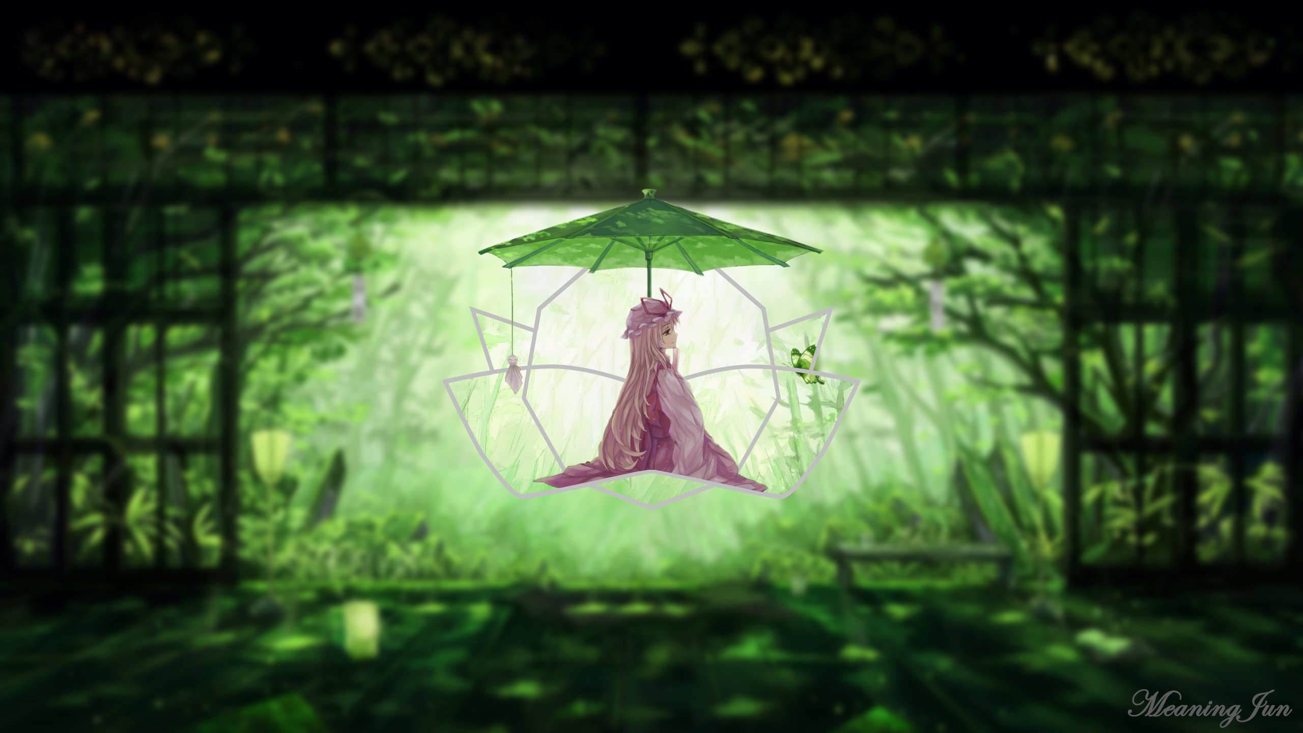 Yakumo Yukari from Touhou Project with a parasol HD Wallpaper