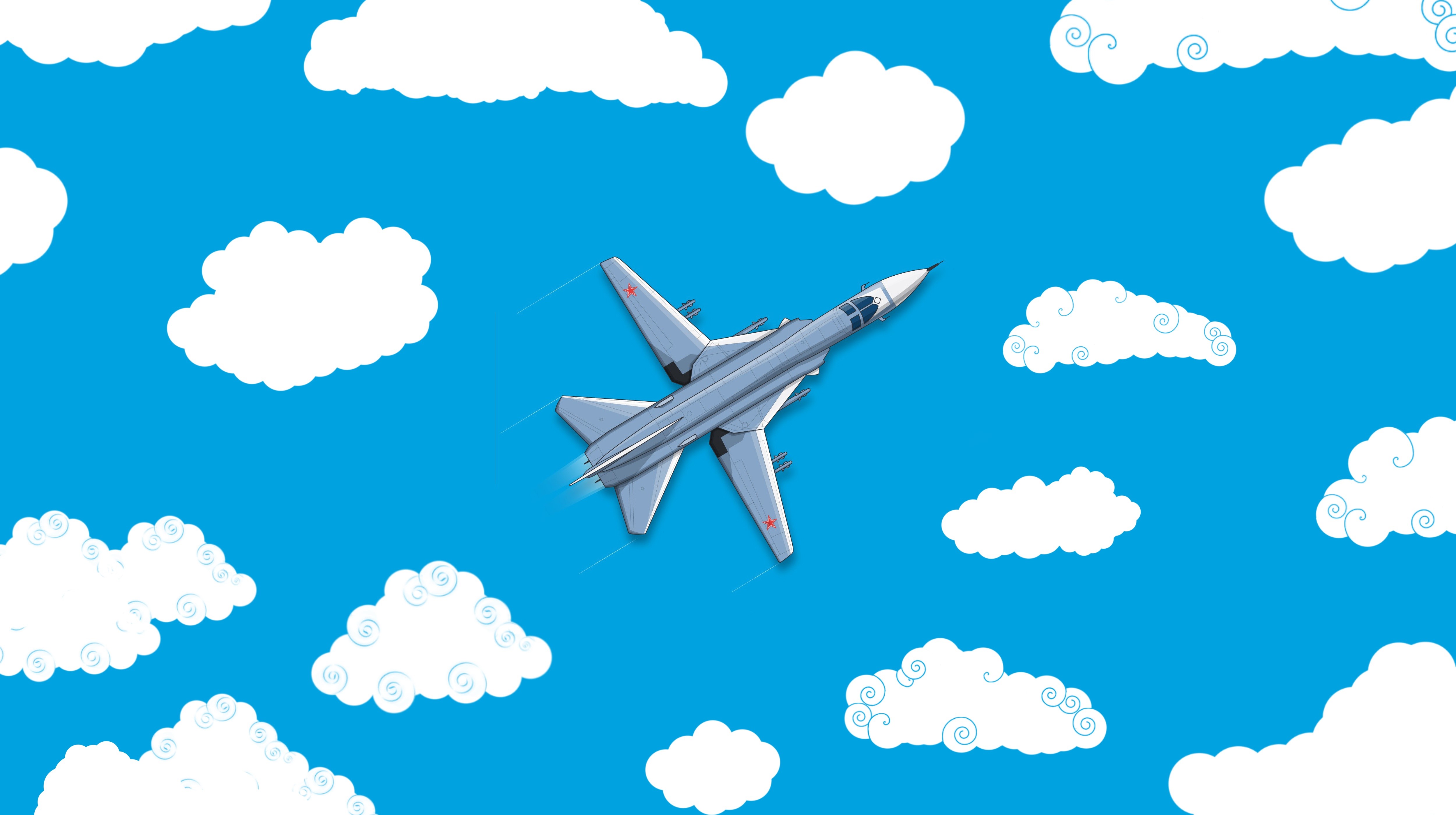 4K Su-24 military aircraft flying through clouds HD Wallpaper