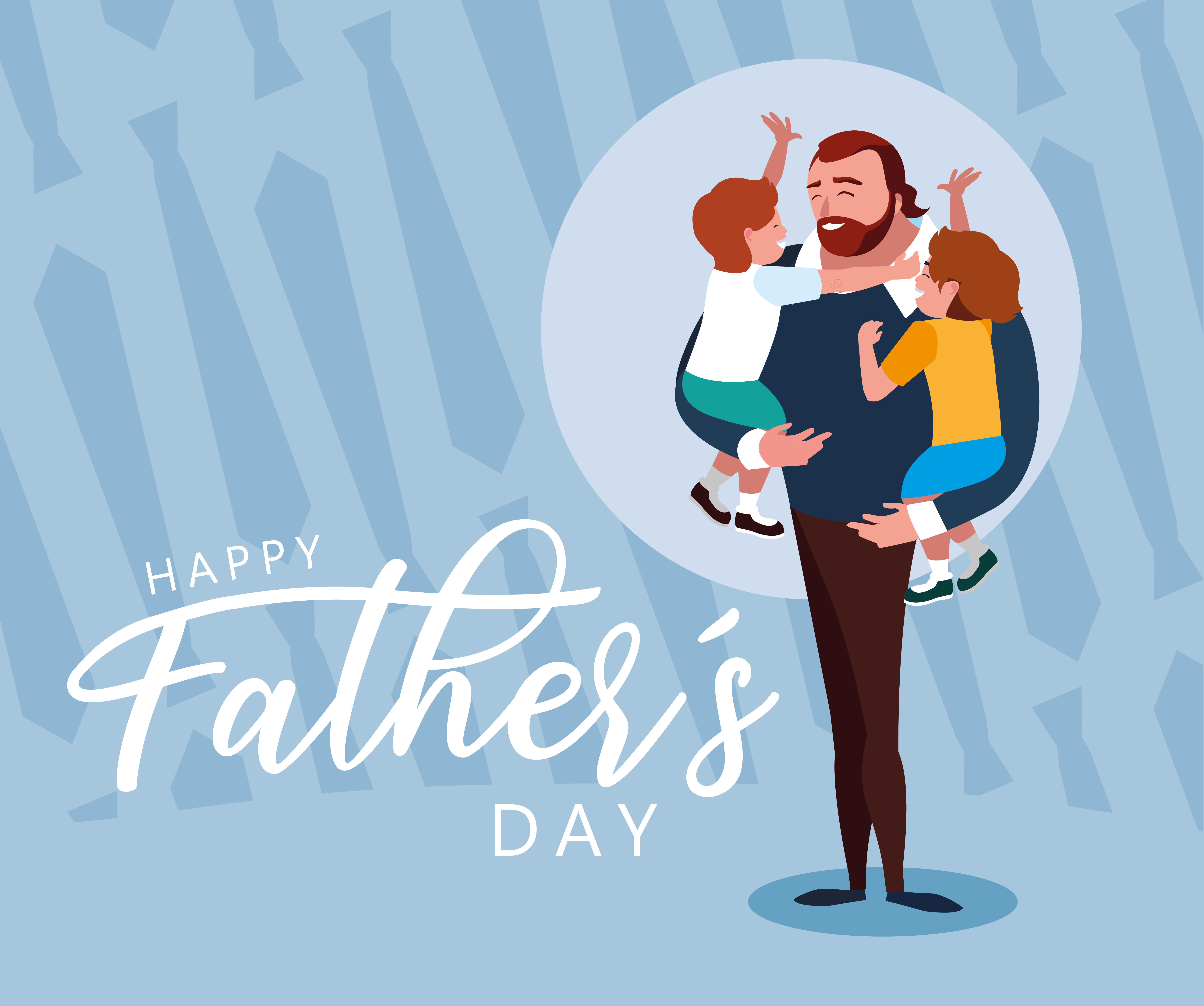 Happy Father's Day with Father and Sons HD Wallpaper