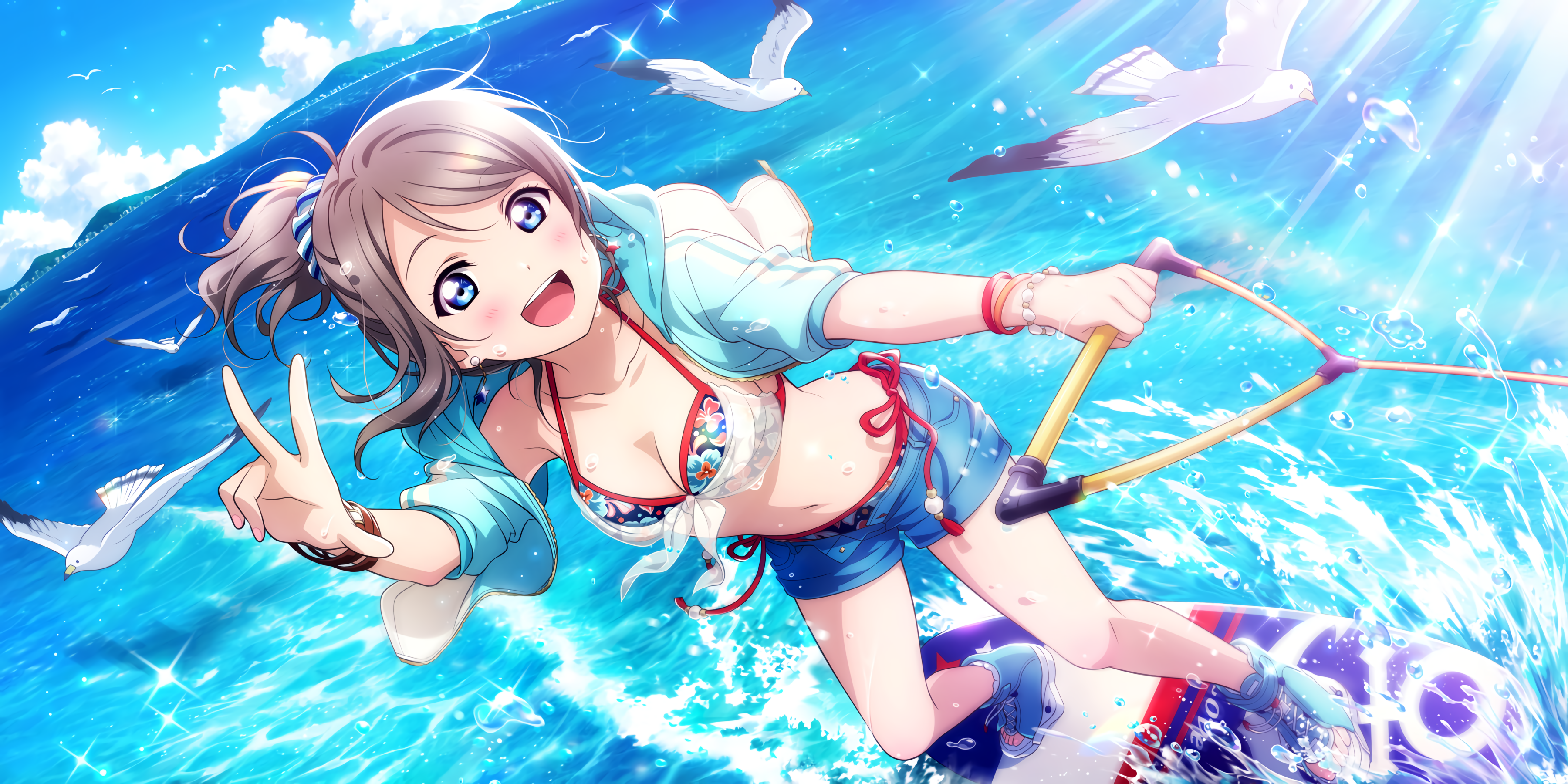 Watanabe You from Love Live! Sunshine wakesurfing HD Wallpaper