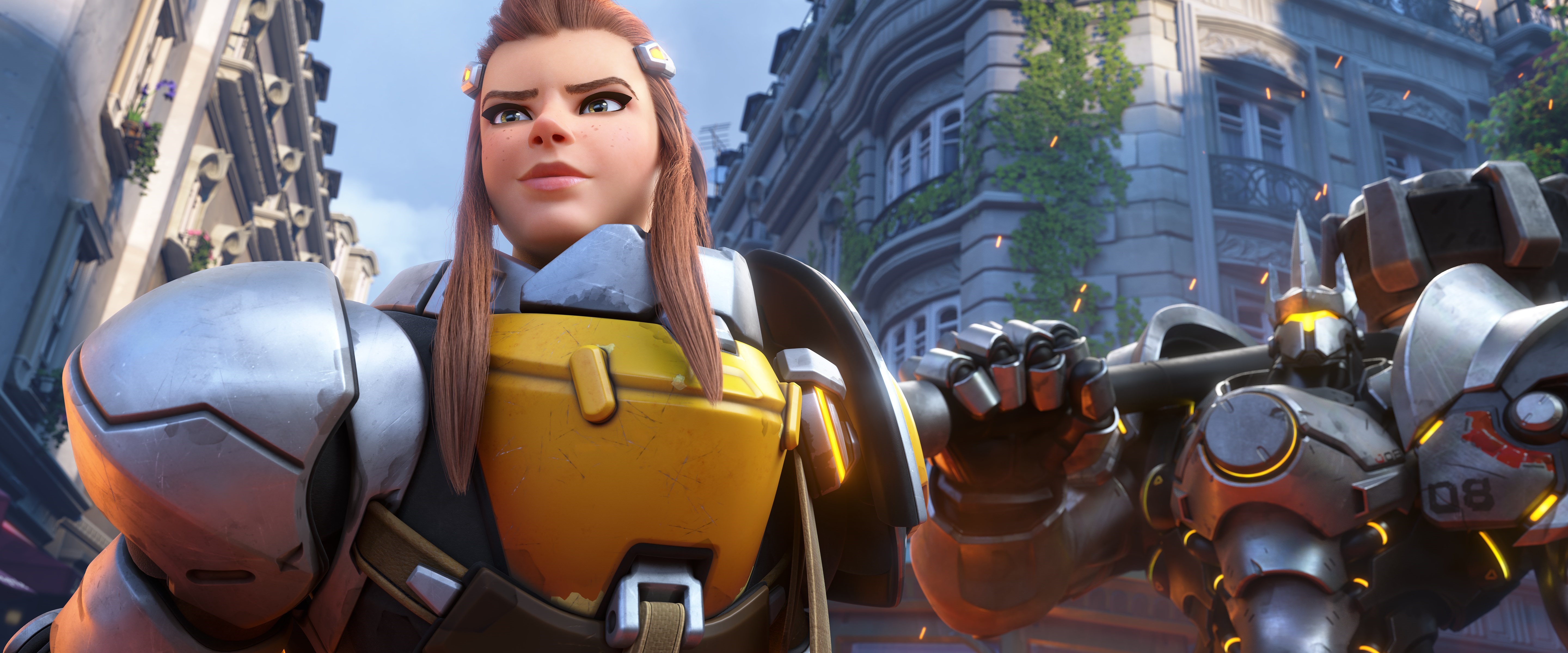 Brigitte and Reinhardt from Overwatch 2 HD Wallpaper