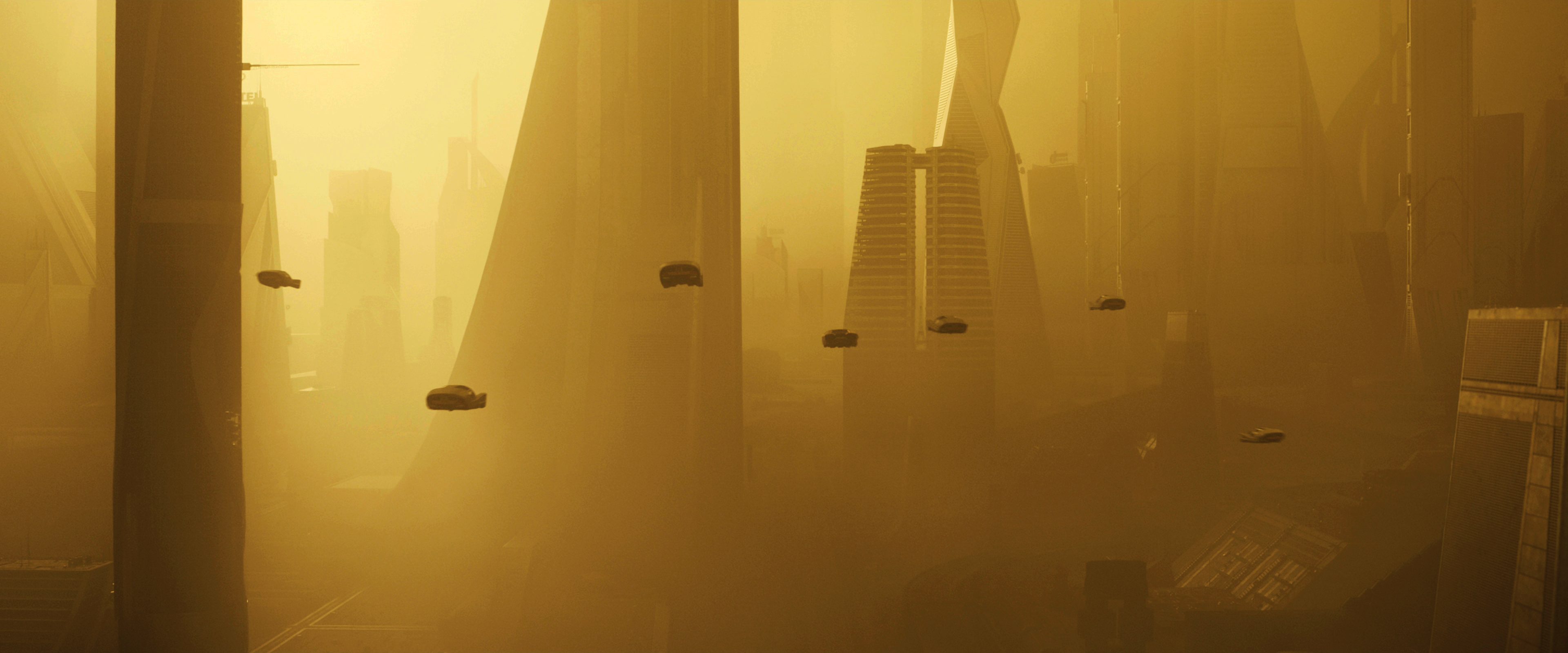 Blade Runner 2049 futuristic city with flying vehicles HD Wallpaper