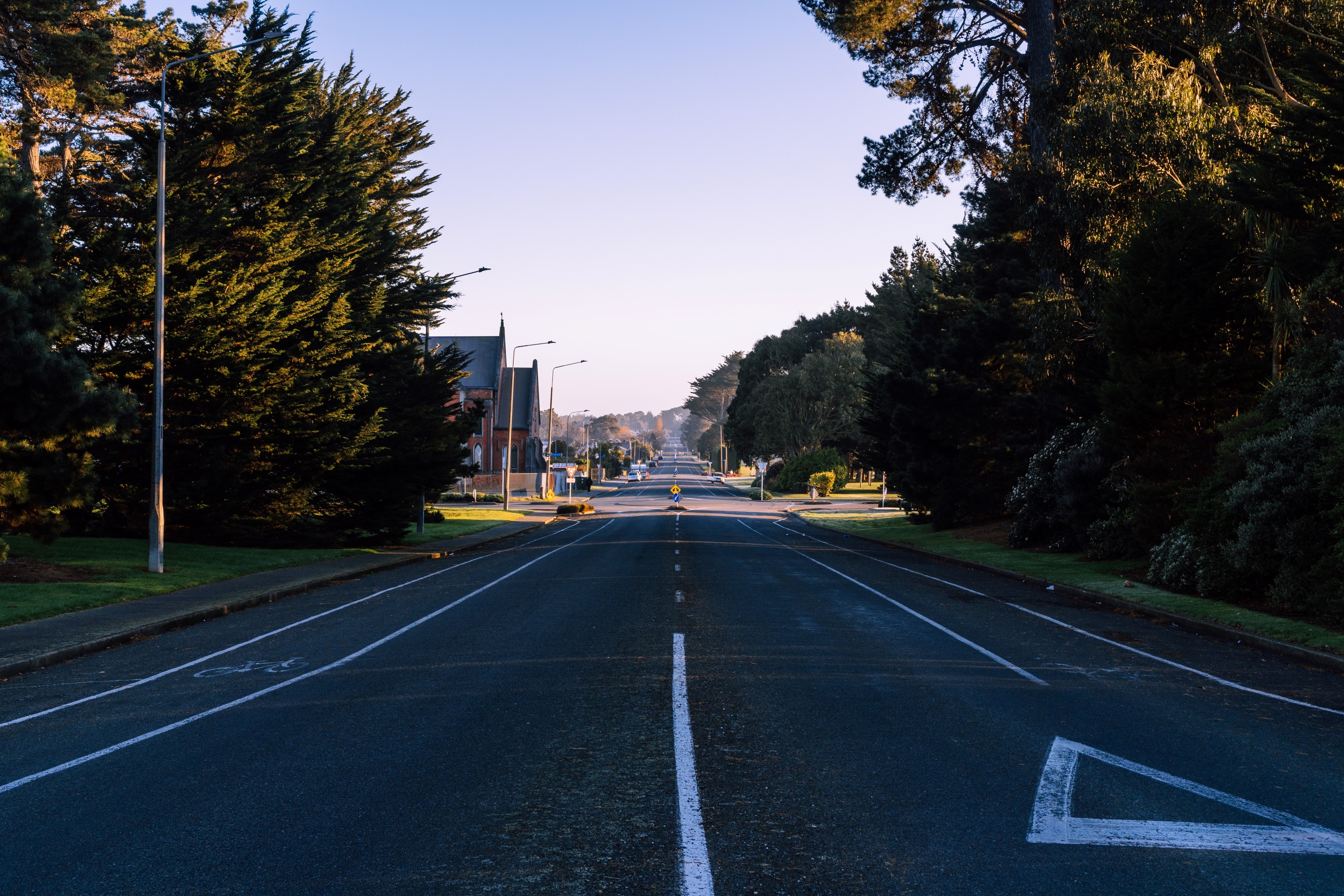 Road in Invercargill, New Zealand at Sunrise HD Wallpaper