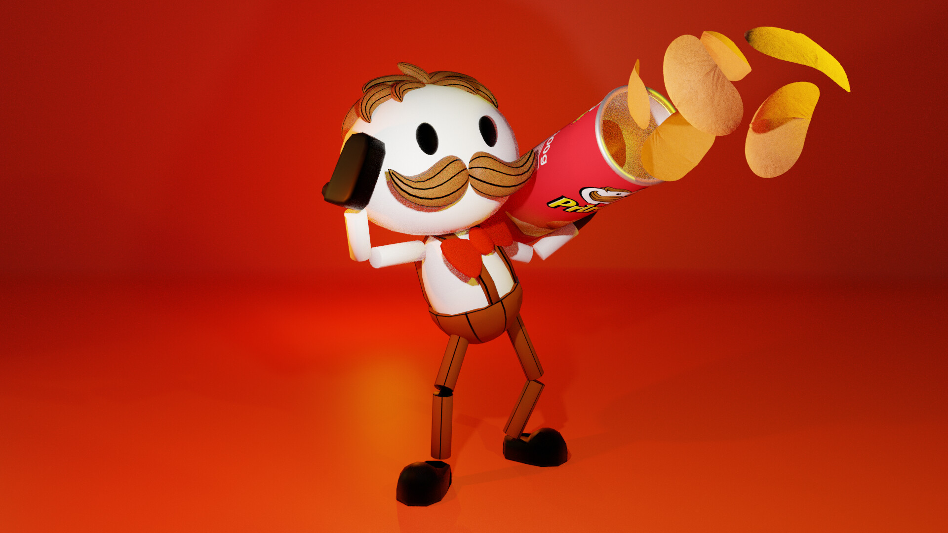 Pringles mascot with a can of chips HD Wallpaper