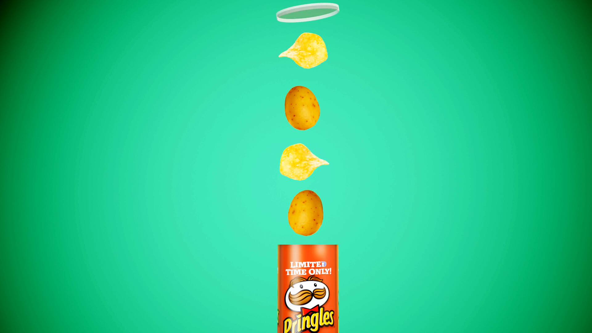 Pringles can with potatoes and chips HD Wallpaper