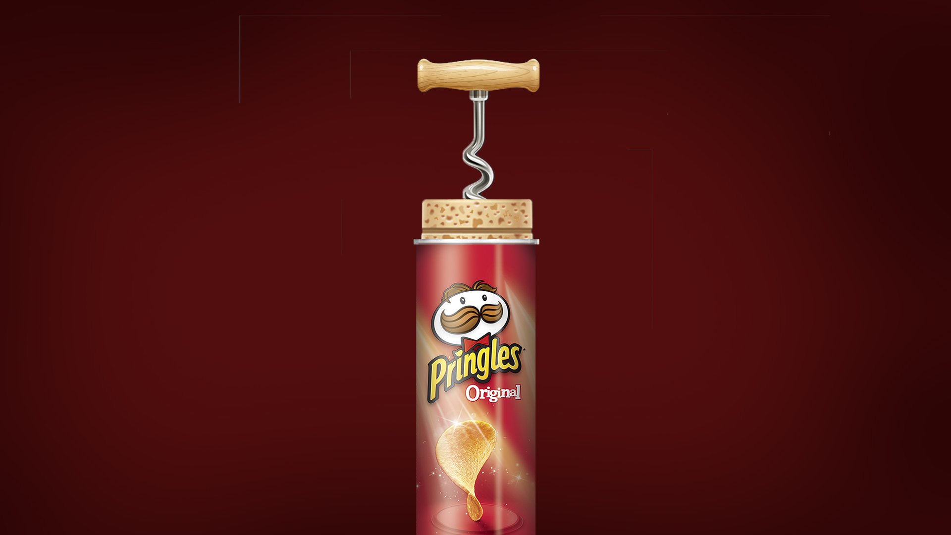 Pringles Original can with a corkscrew HD Wallpaper