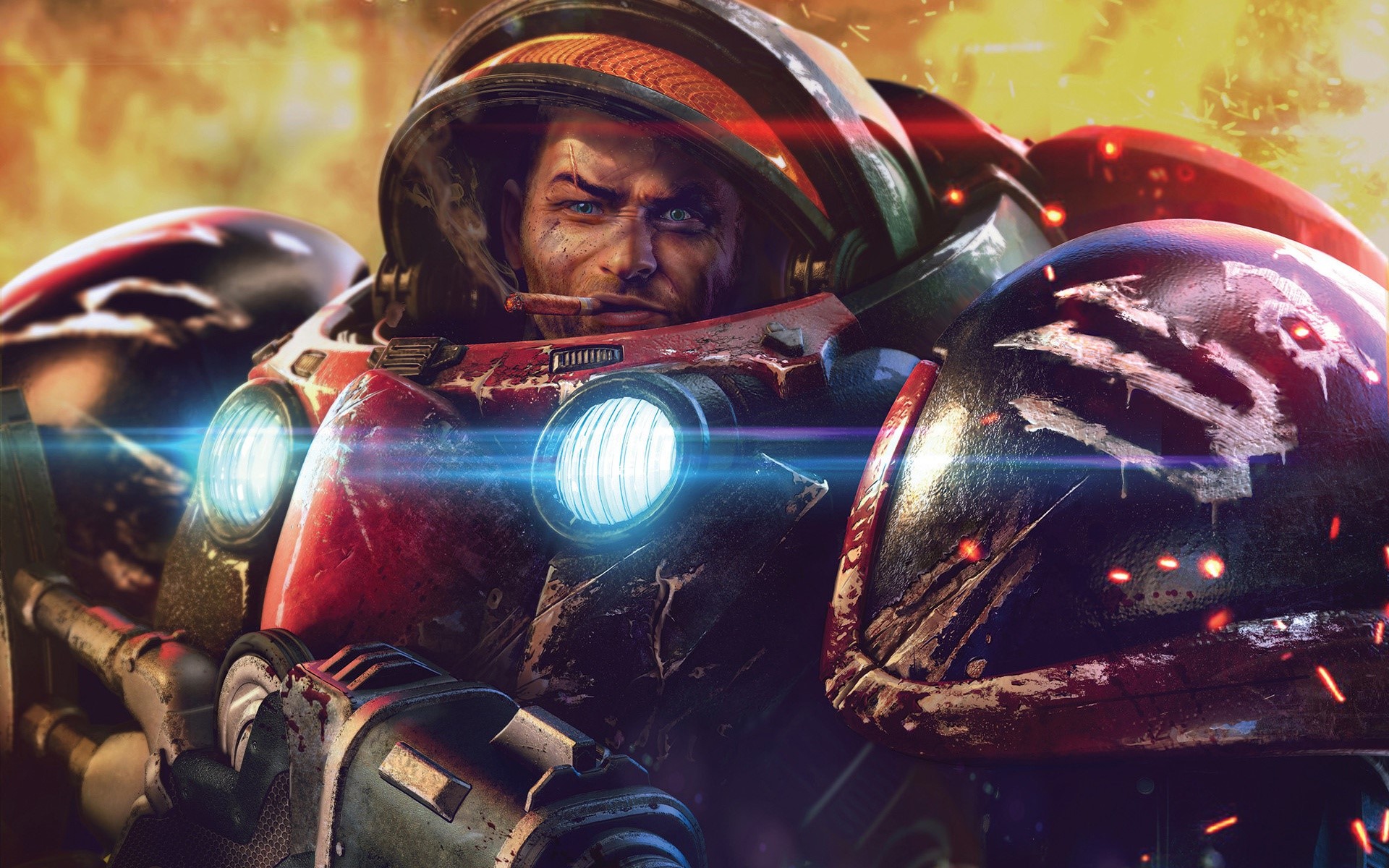 Jim Raynor from Starcraft II in power armor HD Wallpaper
