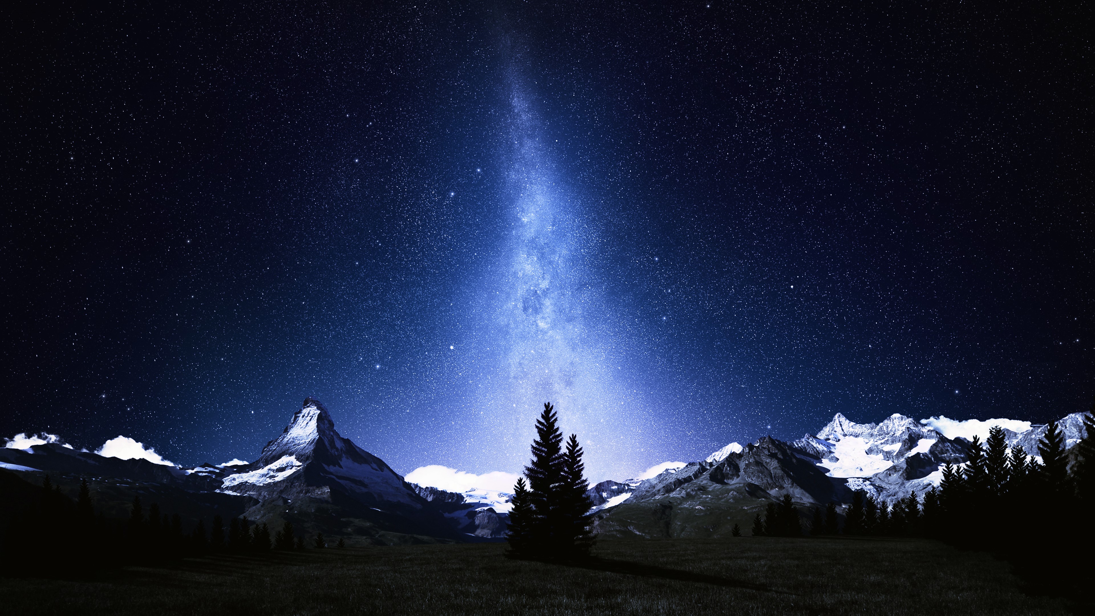 4K Milky Way over Swiss Alps and Matterhorn HD Wallpaper