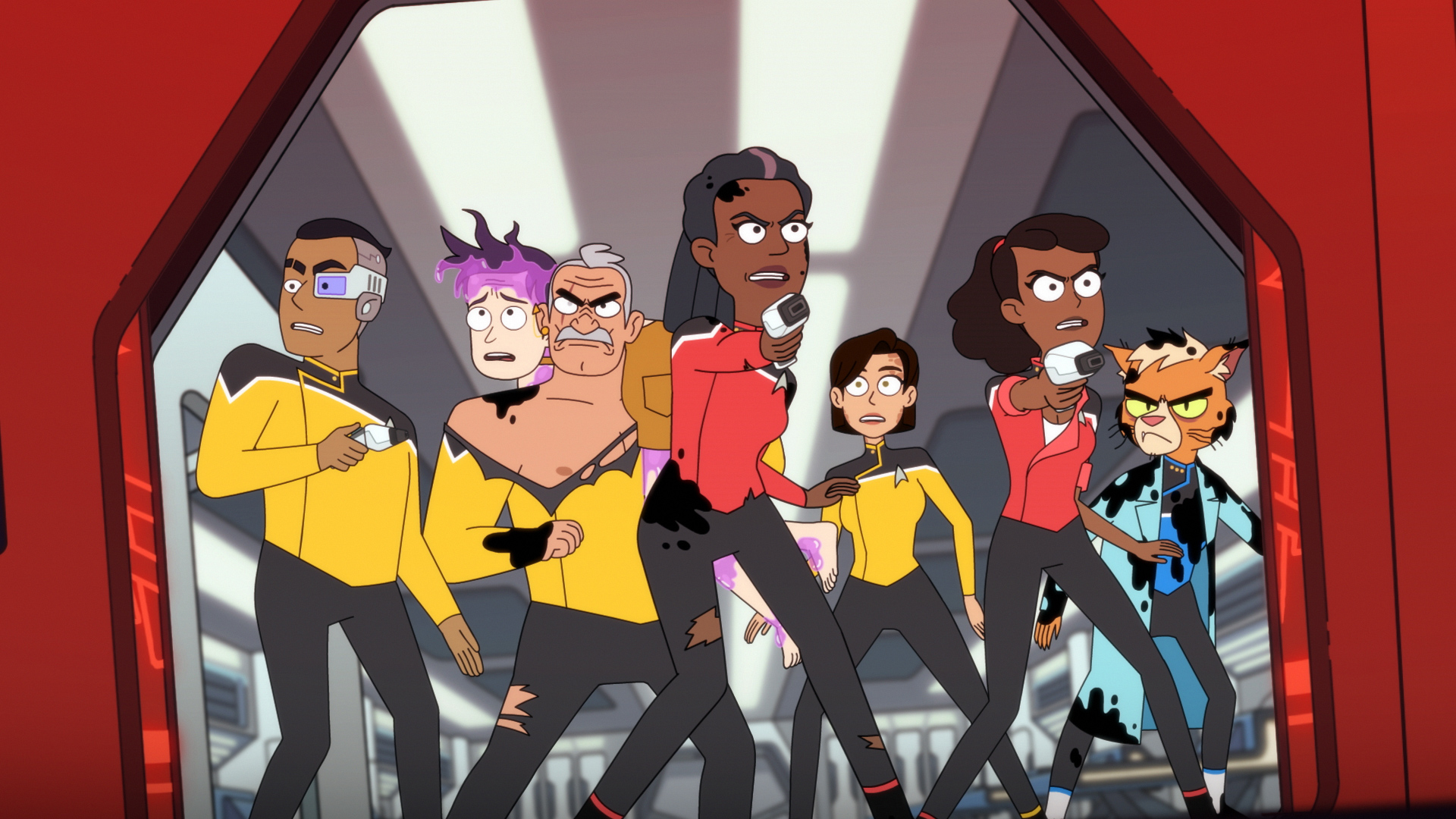 Star Trek: Lower Decks characters covered in black goo HD Wallpaper