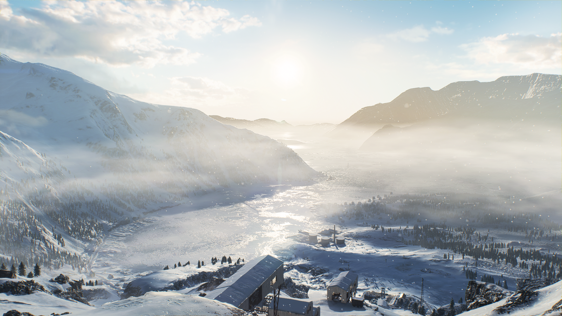 Battlefield V screenshot of a snowy mountain valley HD Wallpaper