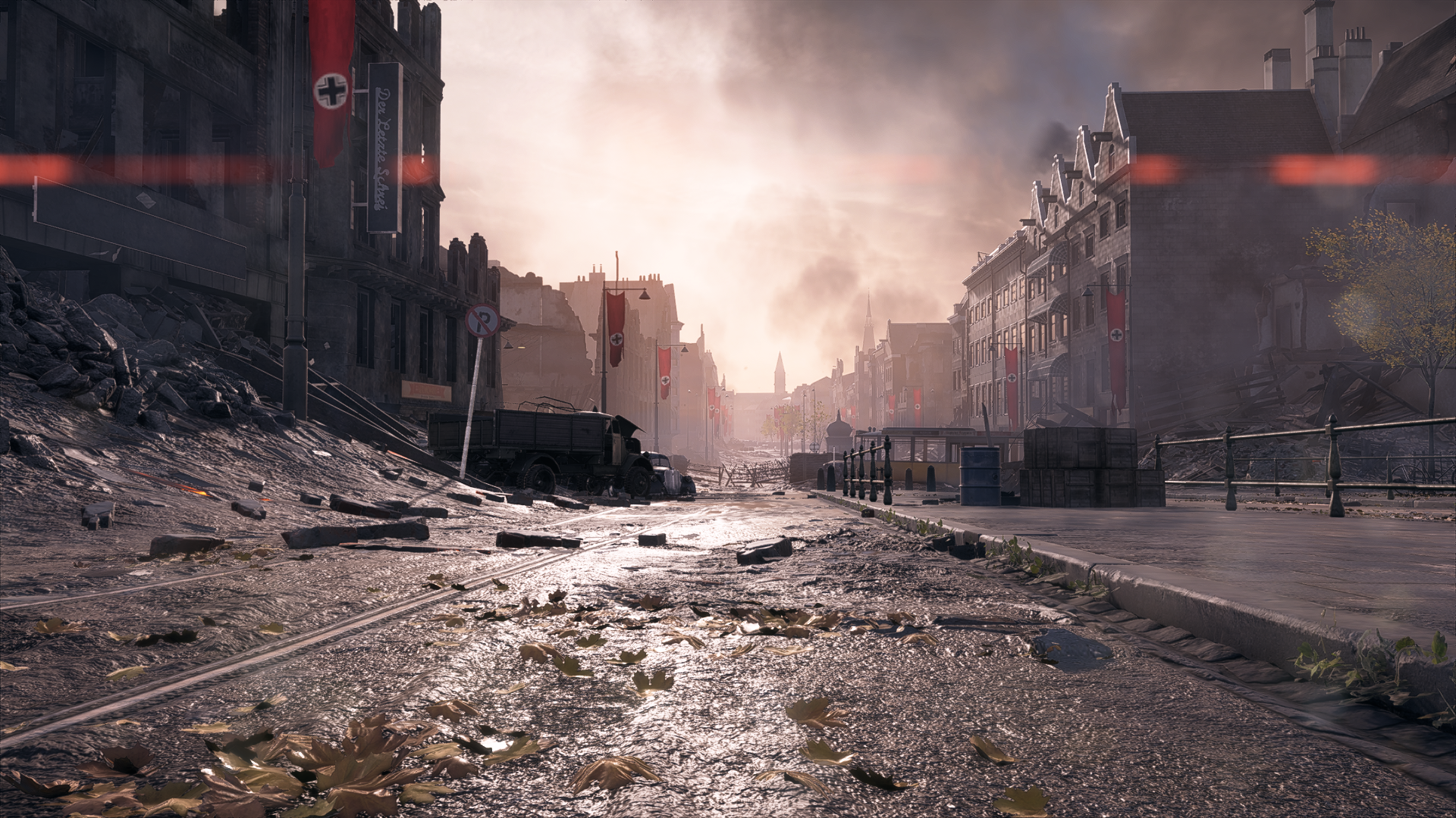 Battlefield V screenshot of a war-torn city street HD Wallpaper