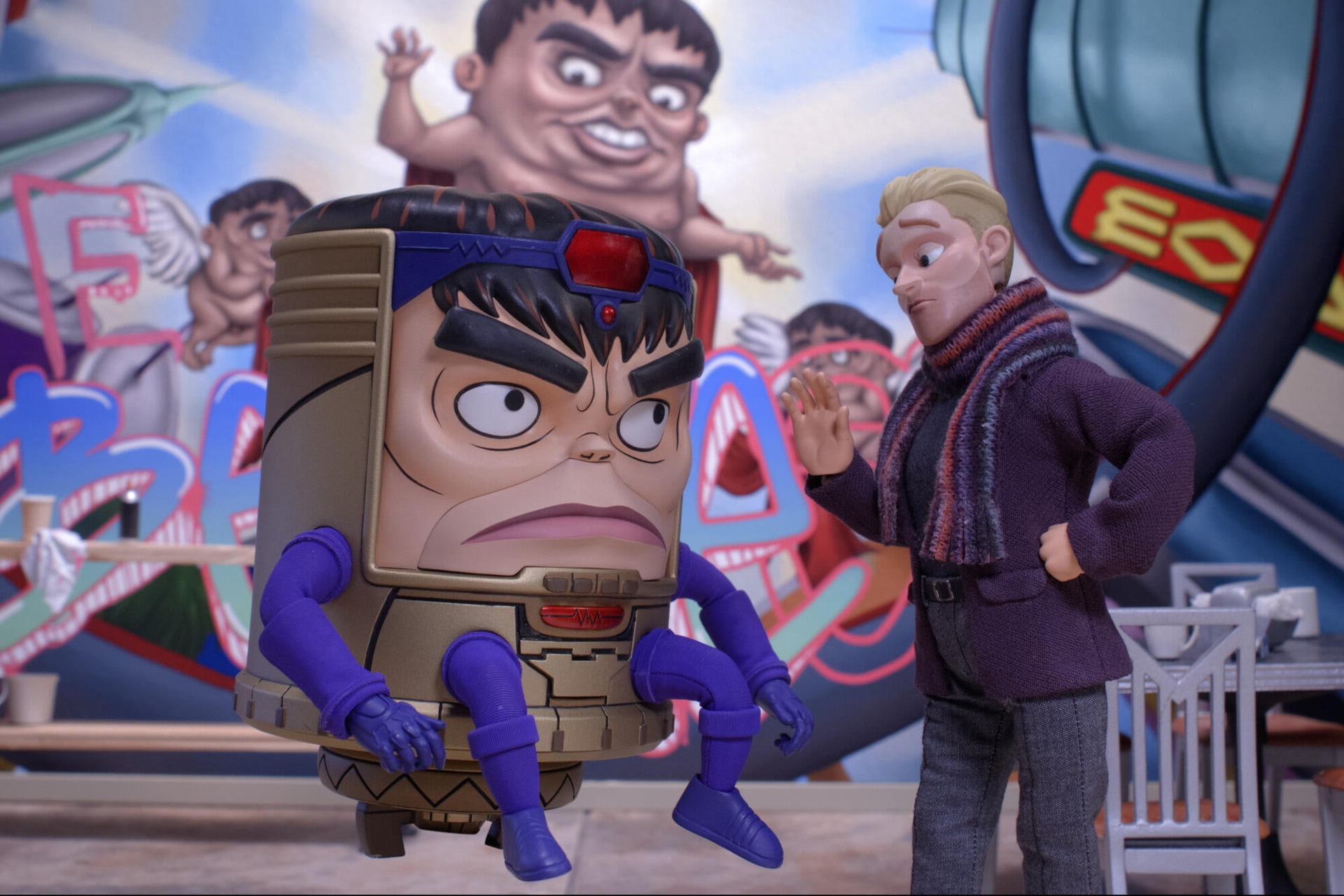 M.O.D.O.K. and a man in a purple jacket HD Wallpaper