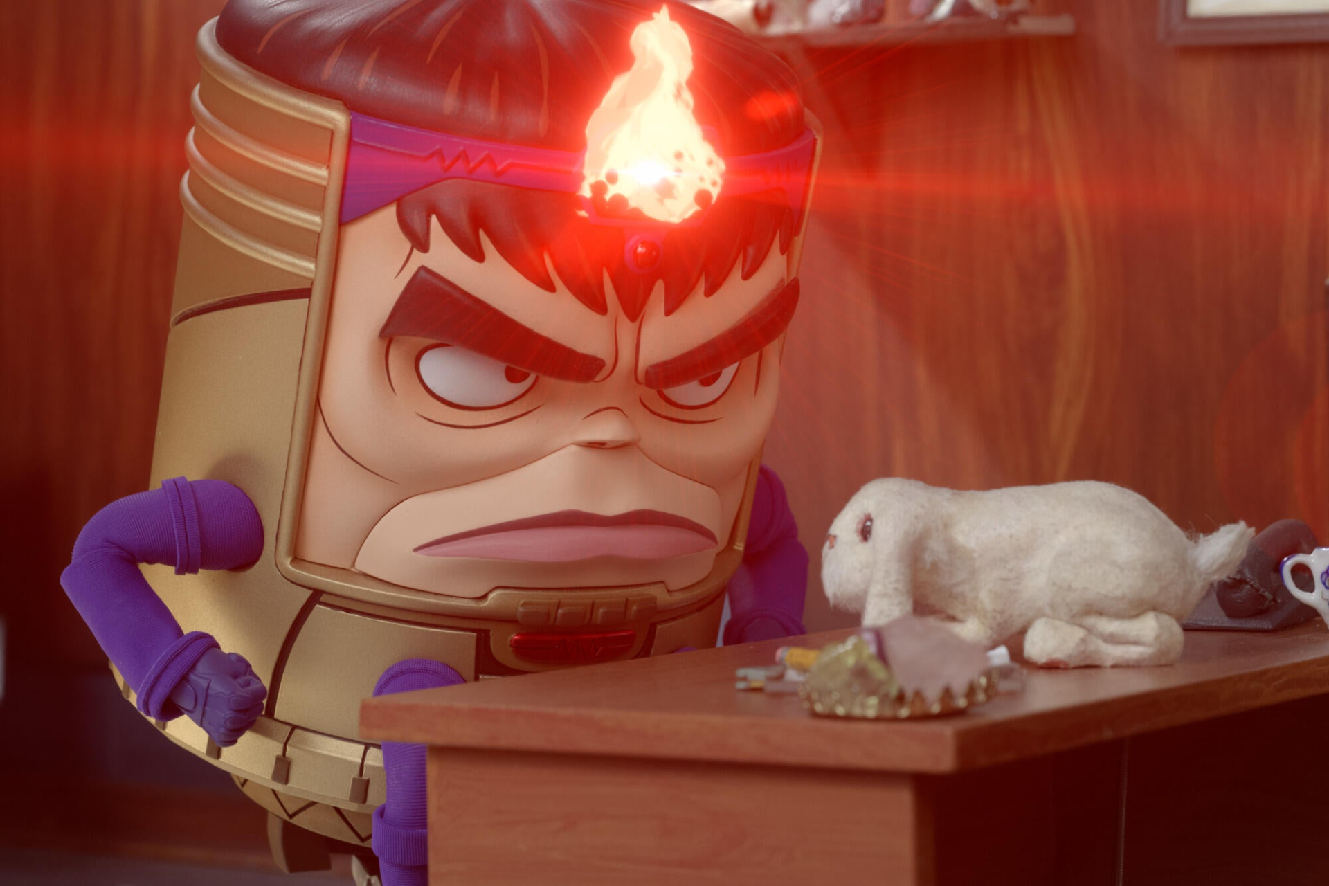 Marvel's M.O.D.O.K. with a stuffed rabbit HD Wallpaper