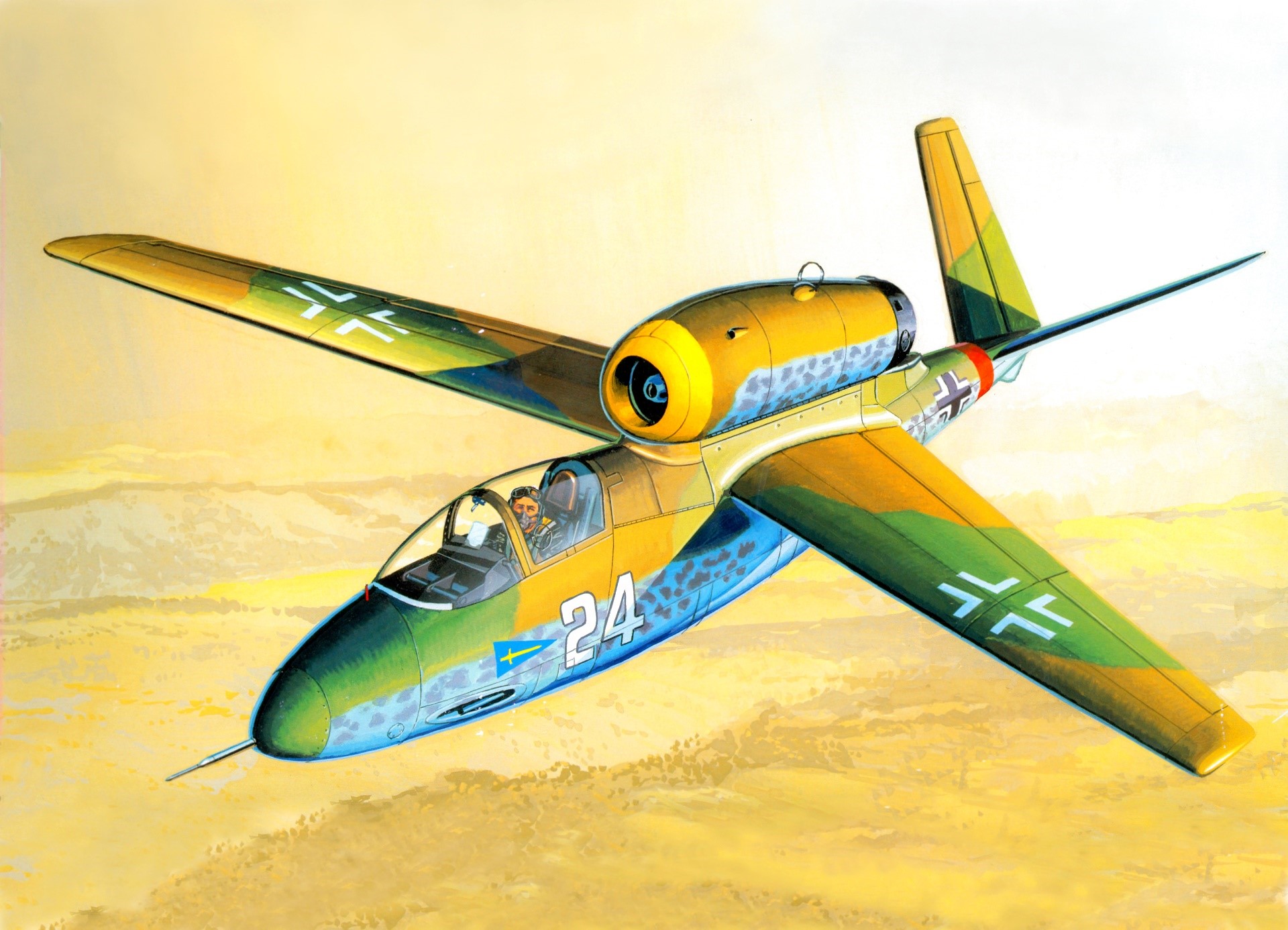 Messerschmitt Me 262 jet fighter aircraft artwork HD Wallpaper