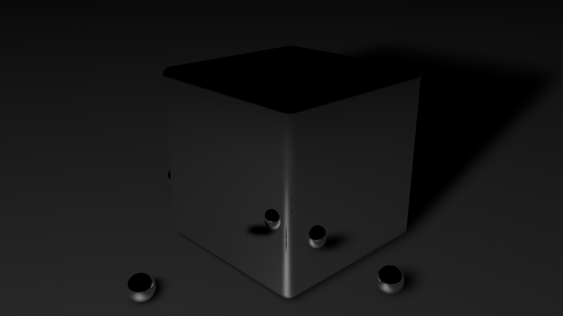 Black Cube with Spheres HD Wallpaper