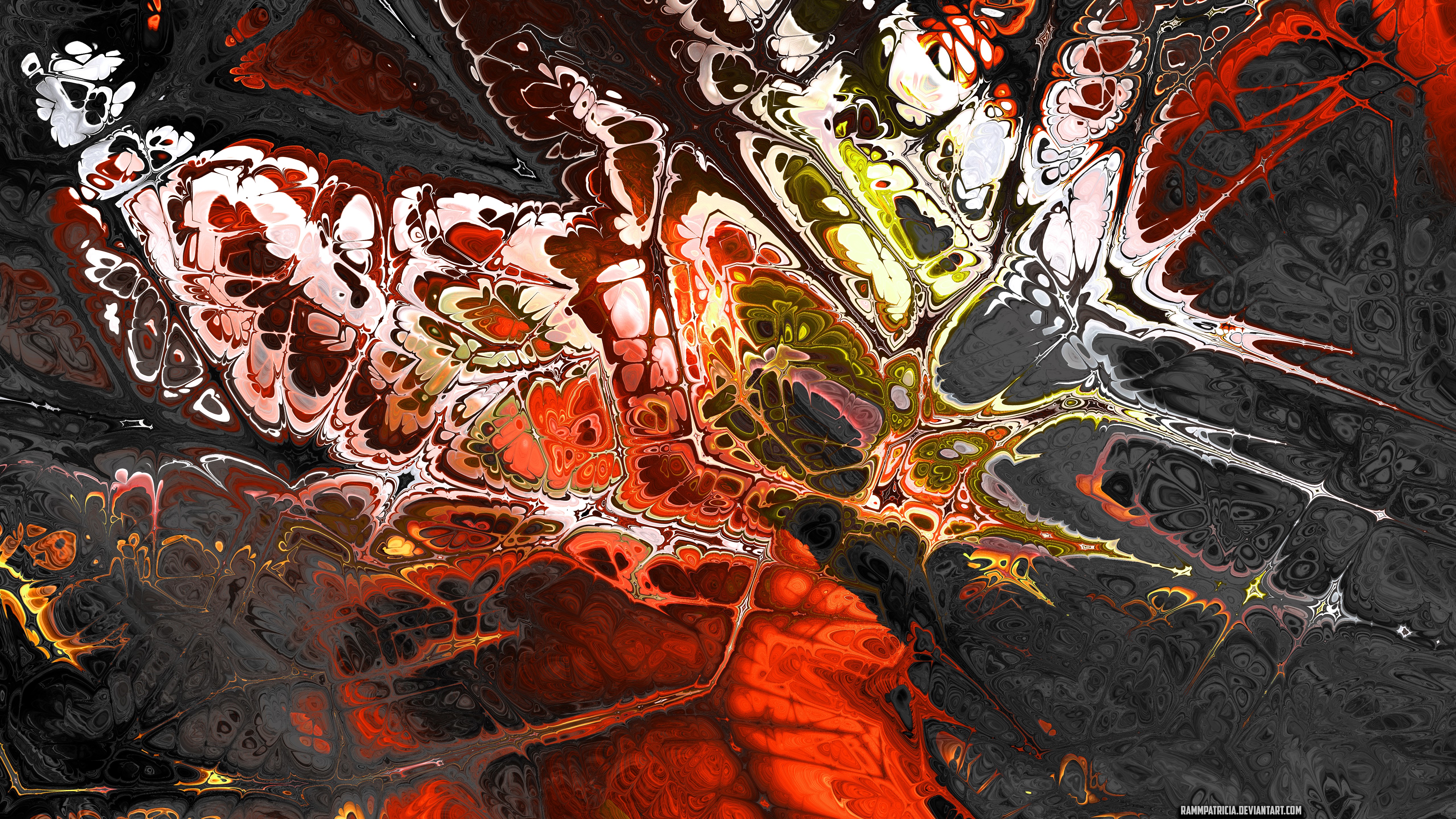 Abstract digital art with red and black colors HD Wallpaper