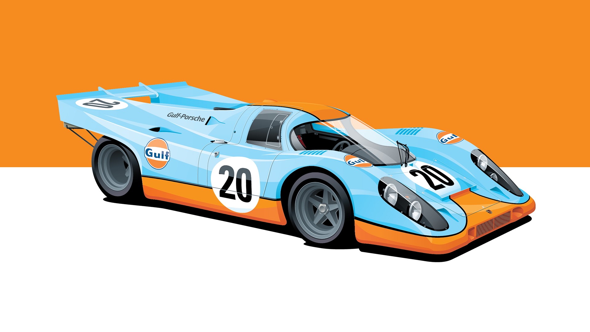 Gulf-Porsche 917k race car poster HD Wallpaper