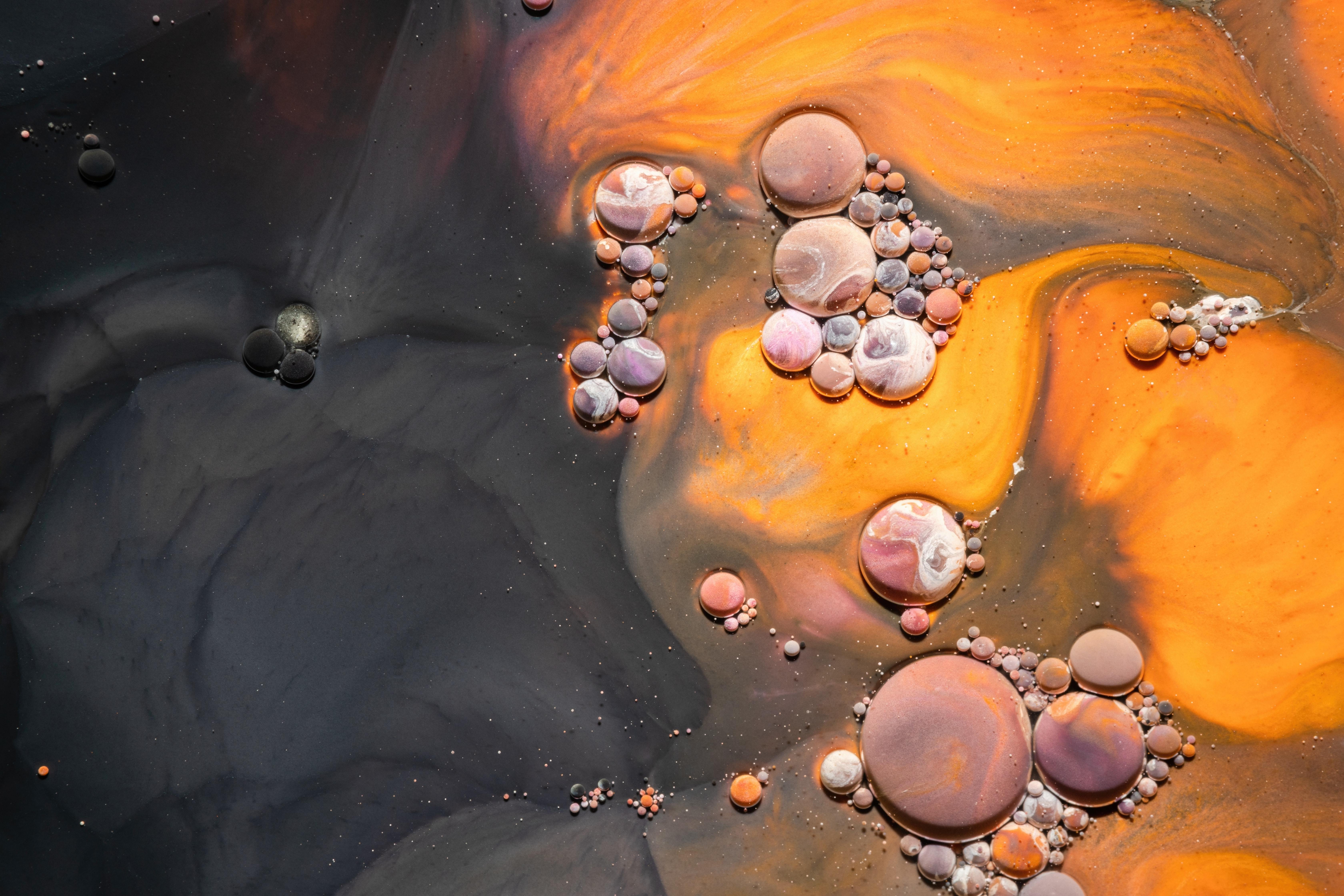 Abstract Bubbles in Orange and Black HD Wallpaper