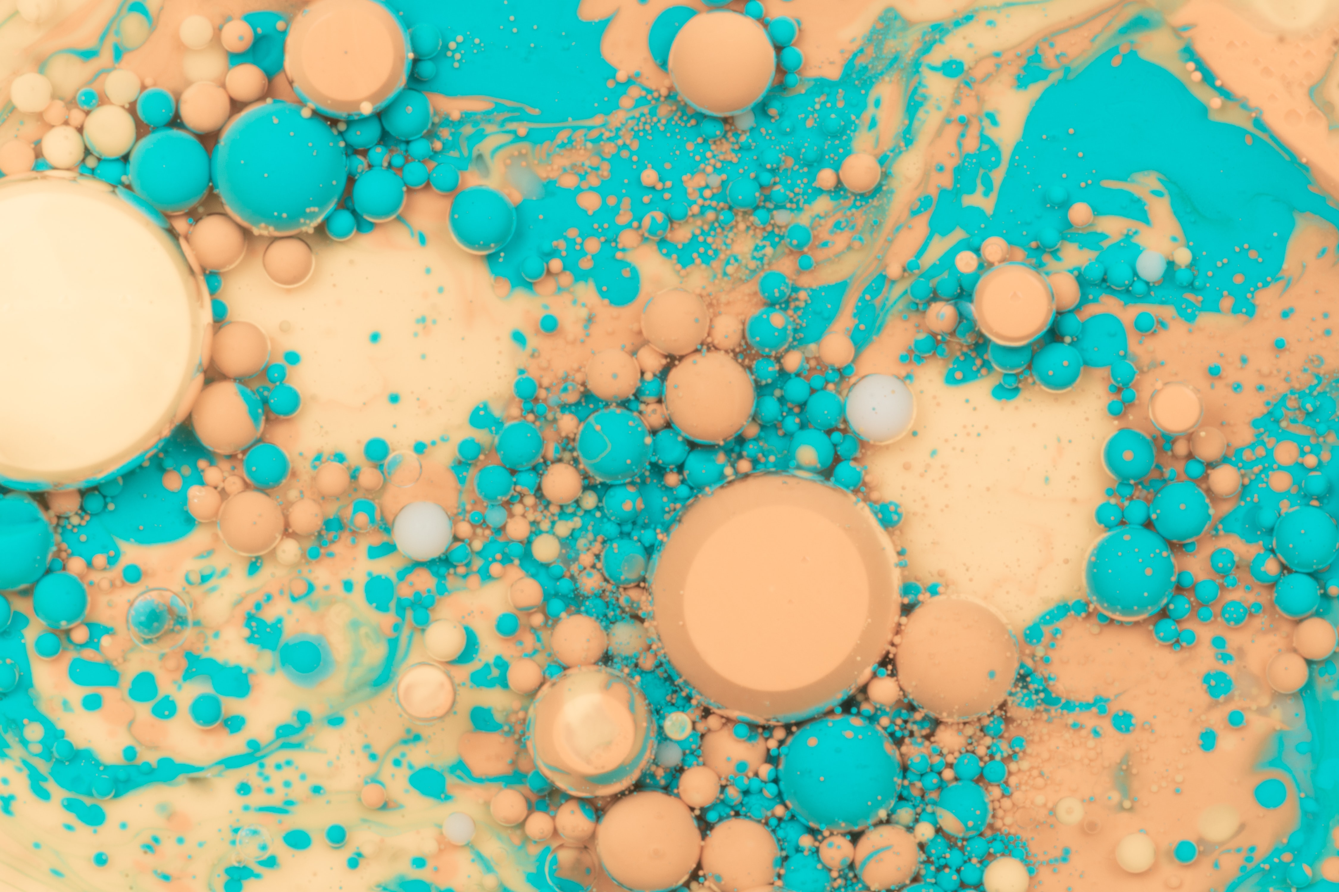 Abstract Beige and Blue Bubbles 4K HD Wallpaper