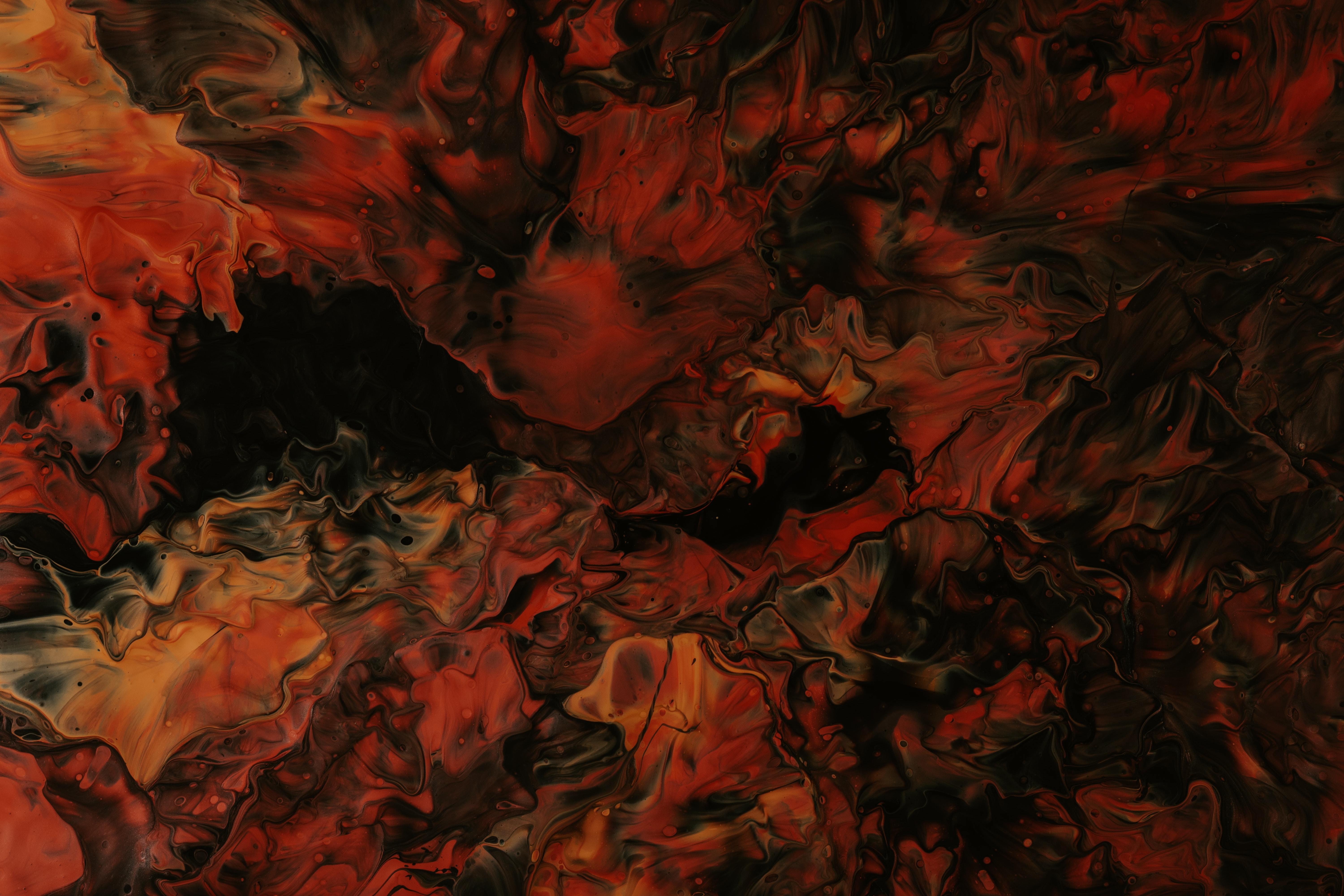 Abstract Orange and Black Fluid Art 4K HD Wallpaper