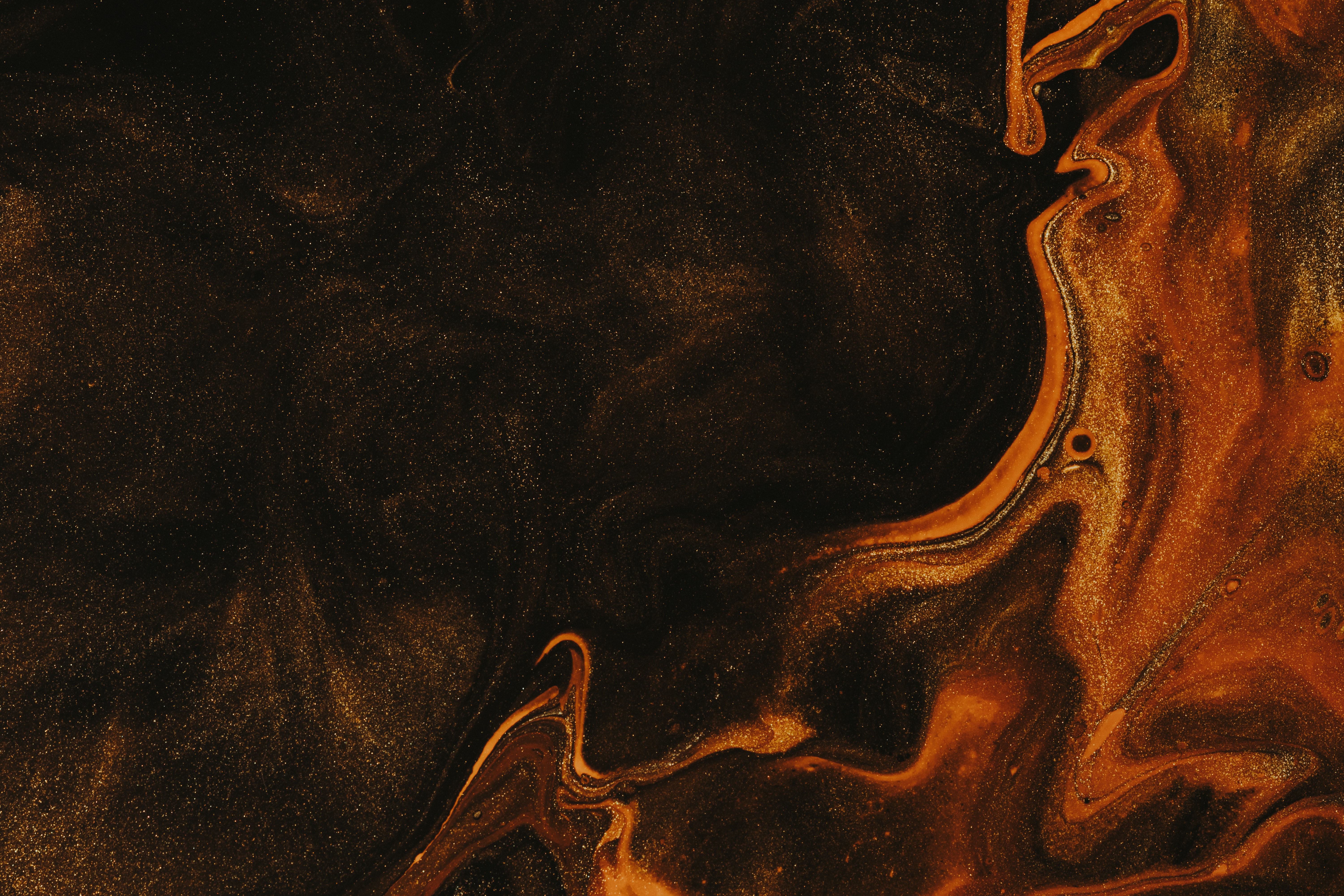 Abstract Orange and Black Swirls 4K HD Wallpaper