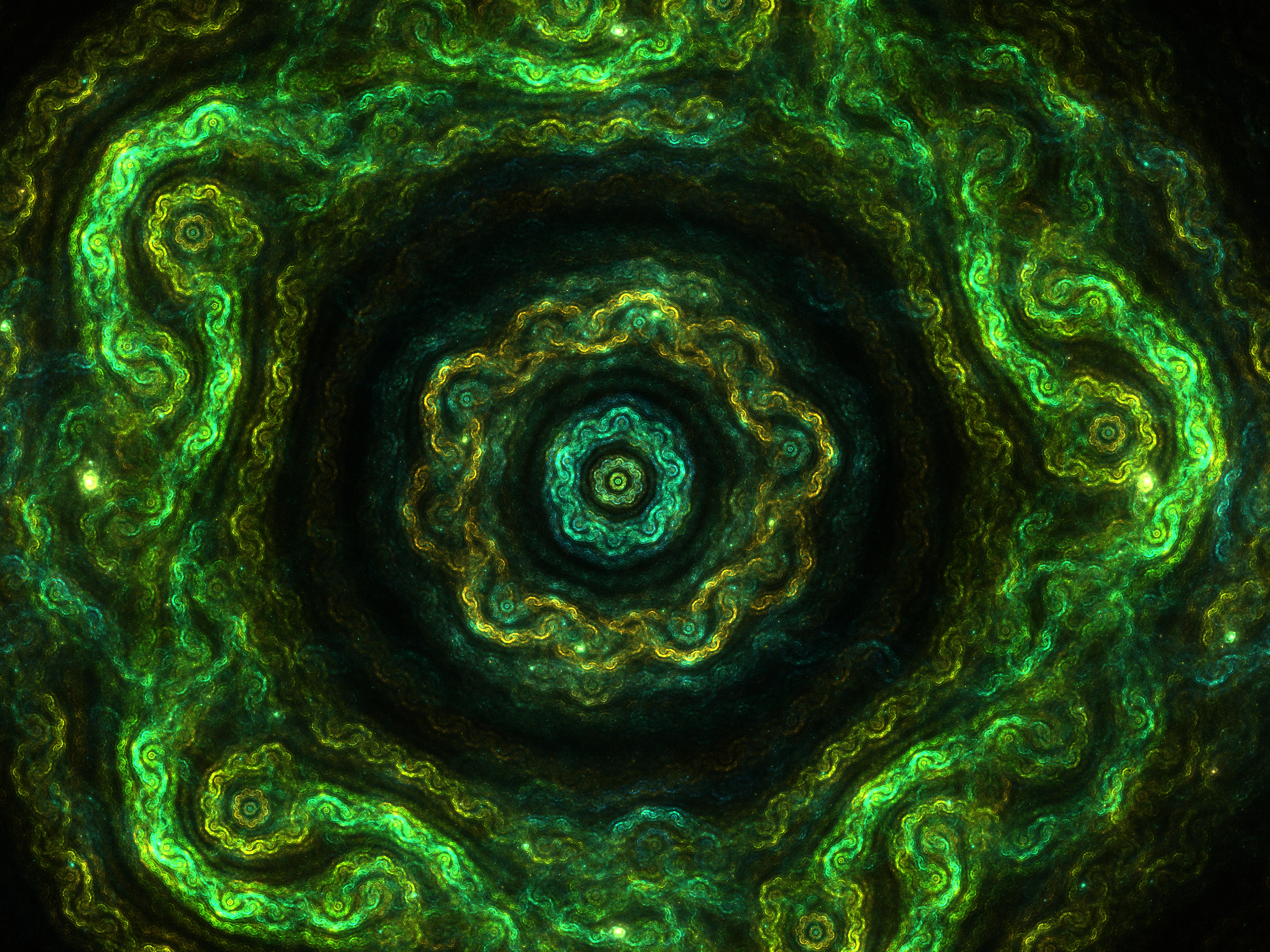 Abstract Fractal 4K Green HD Wallpaper