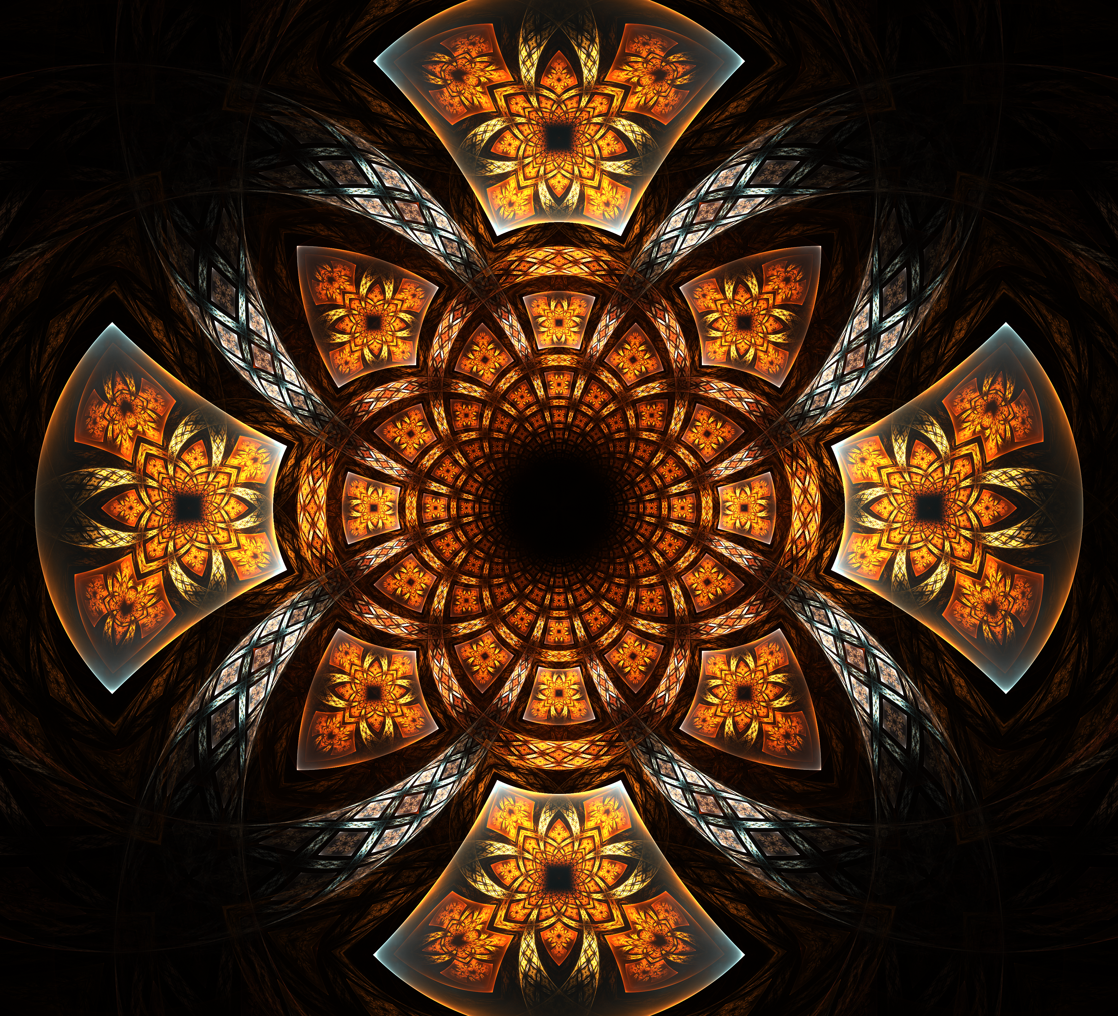 Abstract Fractal Design with Fiery Patterns HD Wallpaper