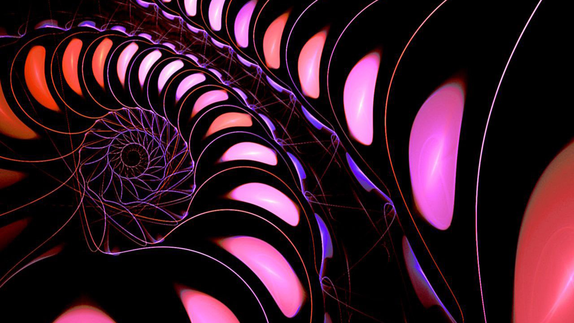 Abstract fractal spiral with pink and orange colors HD Wallpaper