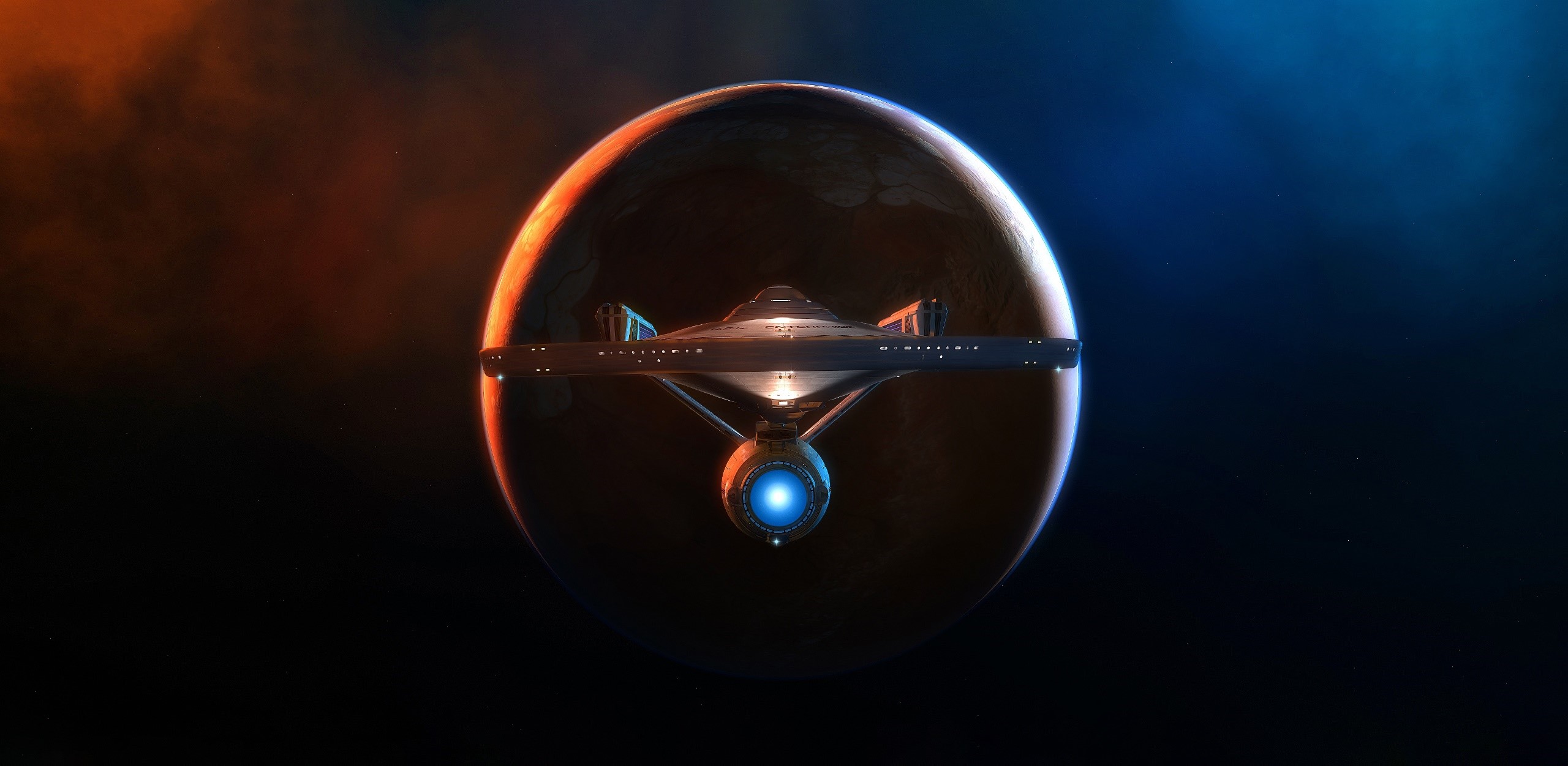 USS Enterprise from Star Trek in front of a planet HD Wallpaper