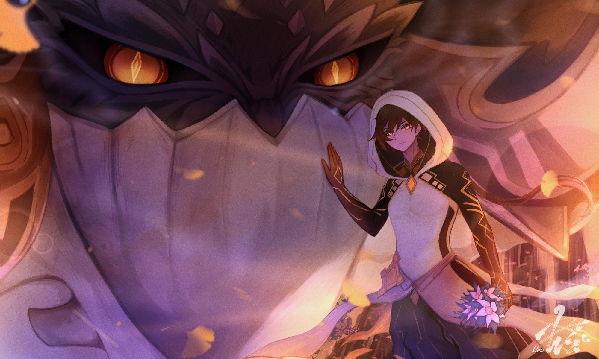 Zhongli and Azhdaha from Genshin Impact HD Wallpaper